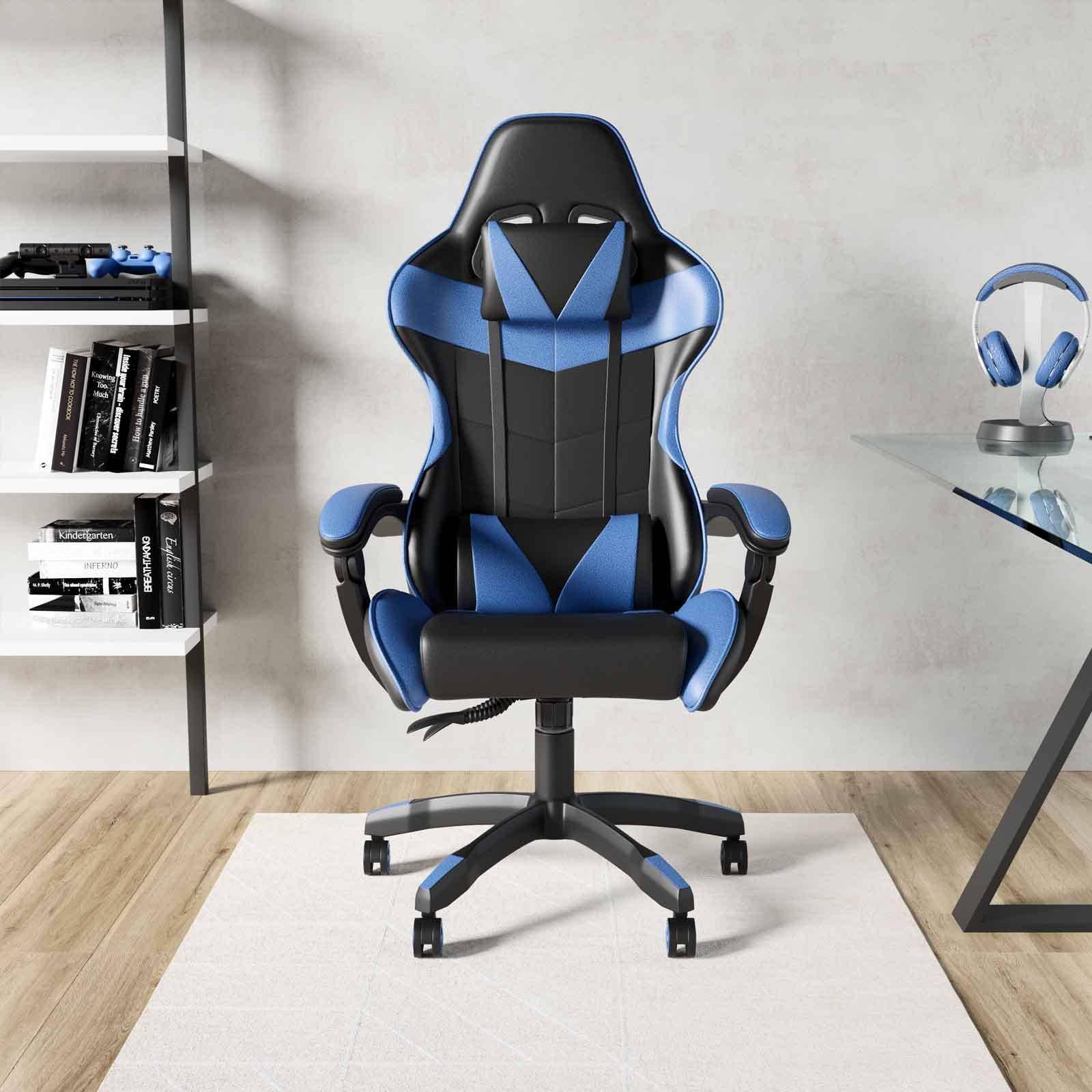 Compra Sedia da gaming ergonomica sedia da ufficio in ecopelle nera e blu  all'ingrosso