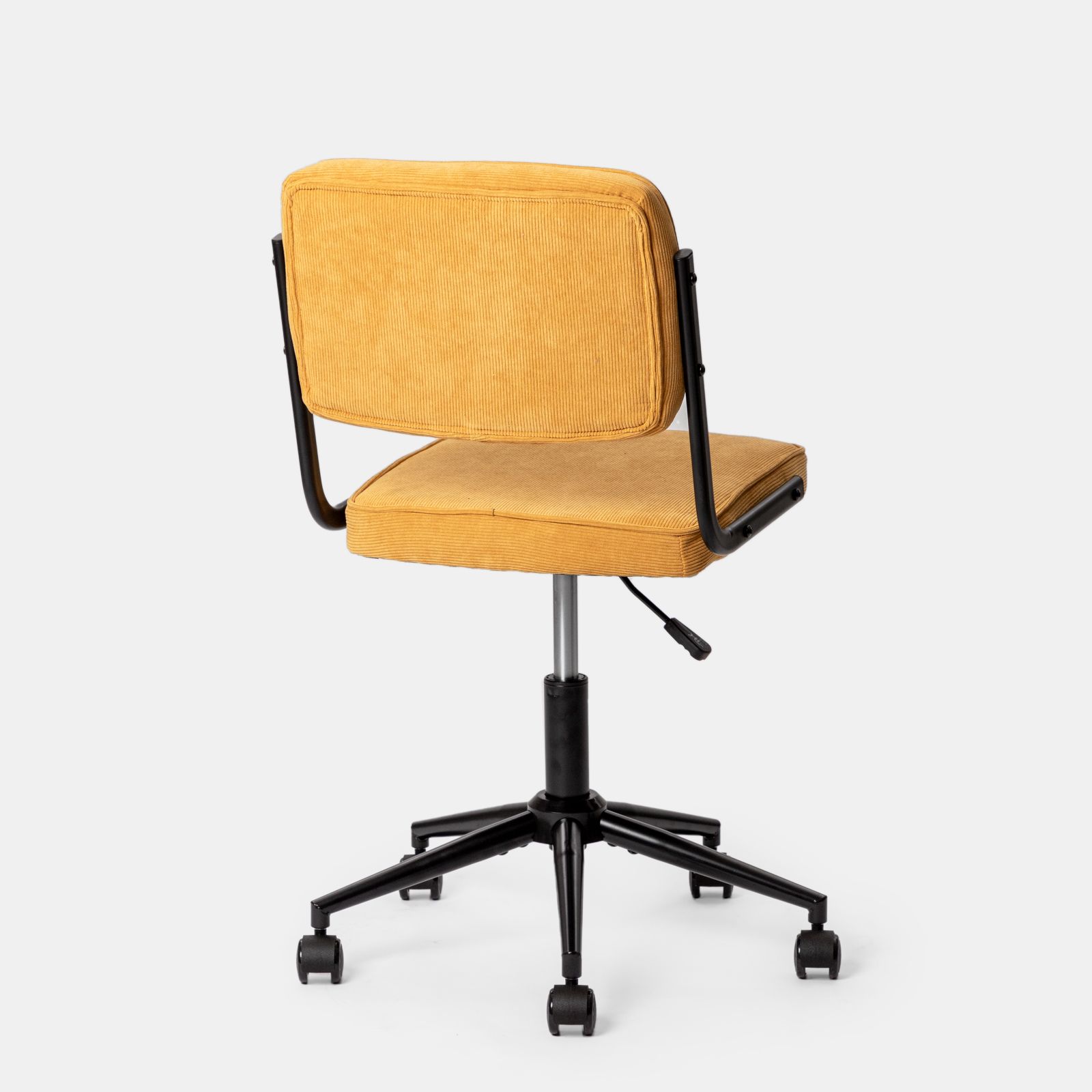 Sedia da ufficio girevole in tessuto a coste senape con altezza
