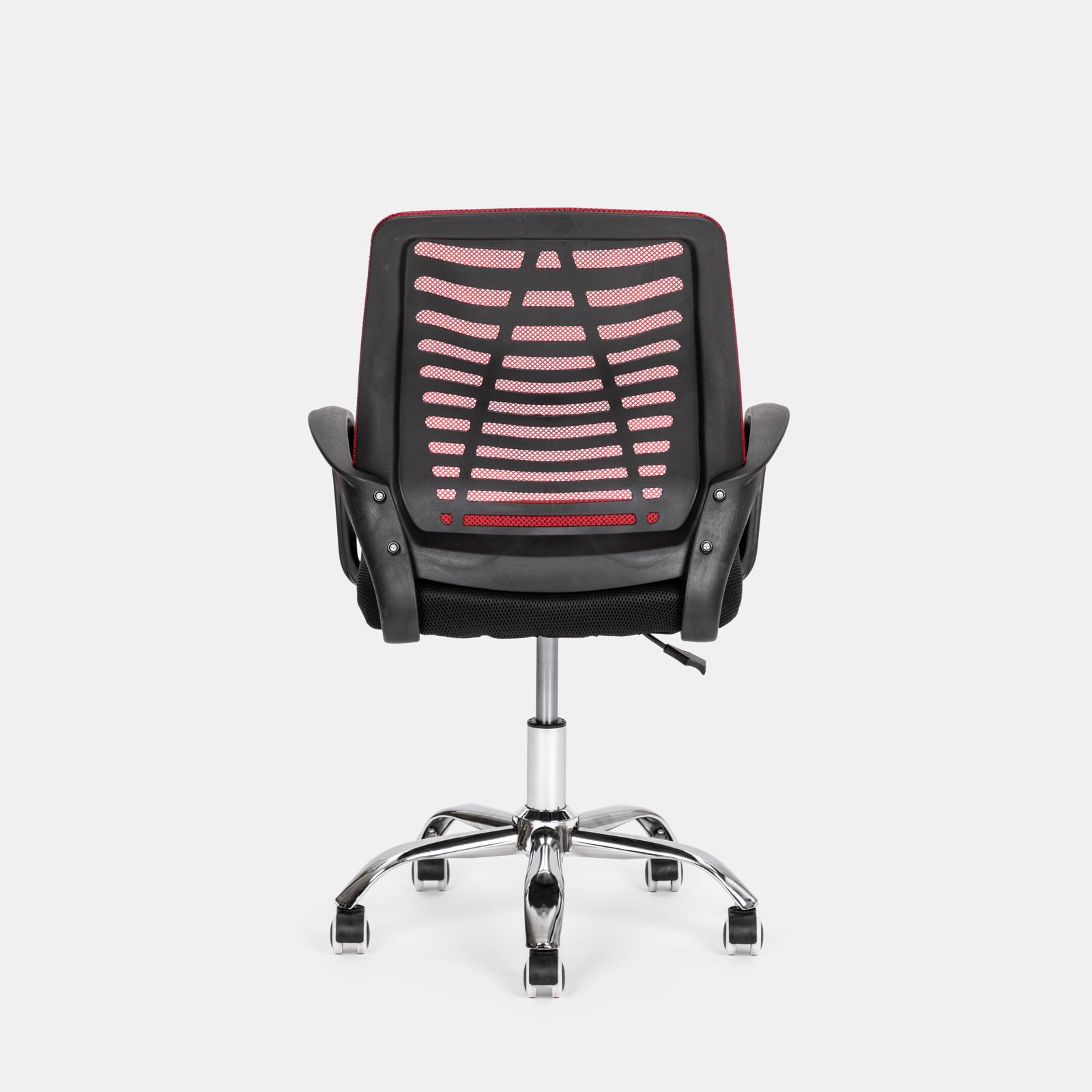Sedia da ufficio girevole in tessuto mesh nero e schienale traspirante rosso - Lizzy