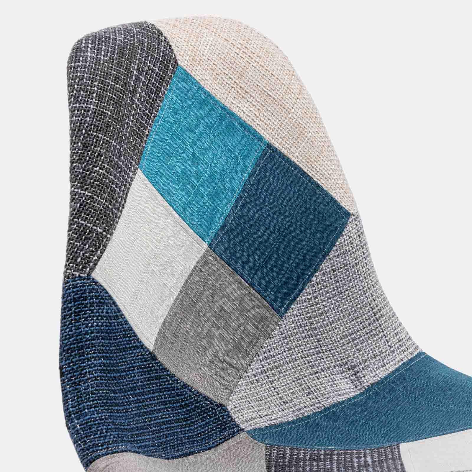 Sedia in tessuto patchwork multicolor dai toni freddi con gambe a rete -  Copenaghen