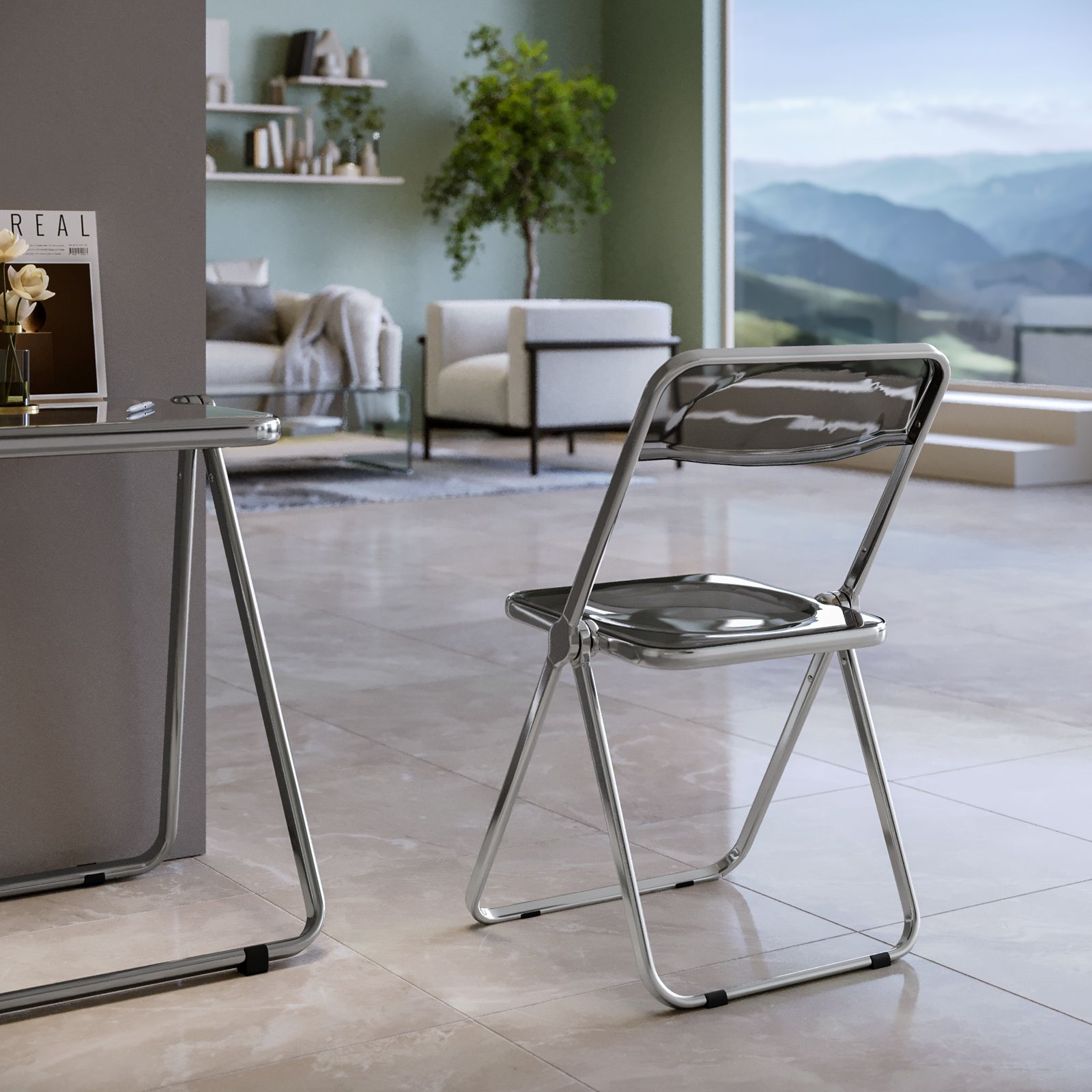 Sedia Pieghevole Trasparente In Acrilico OHMG – Design Moderno, Impilabile, Carico 200 Kg – Per Soggiorno, Ufficio, Eventi