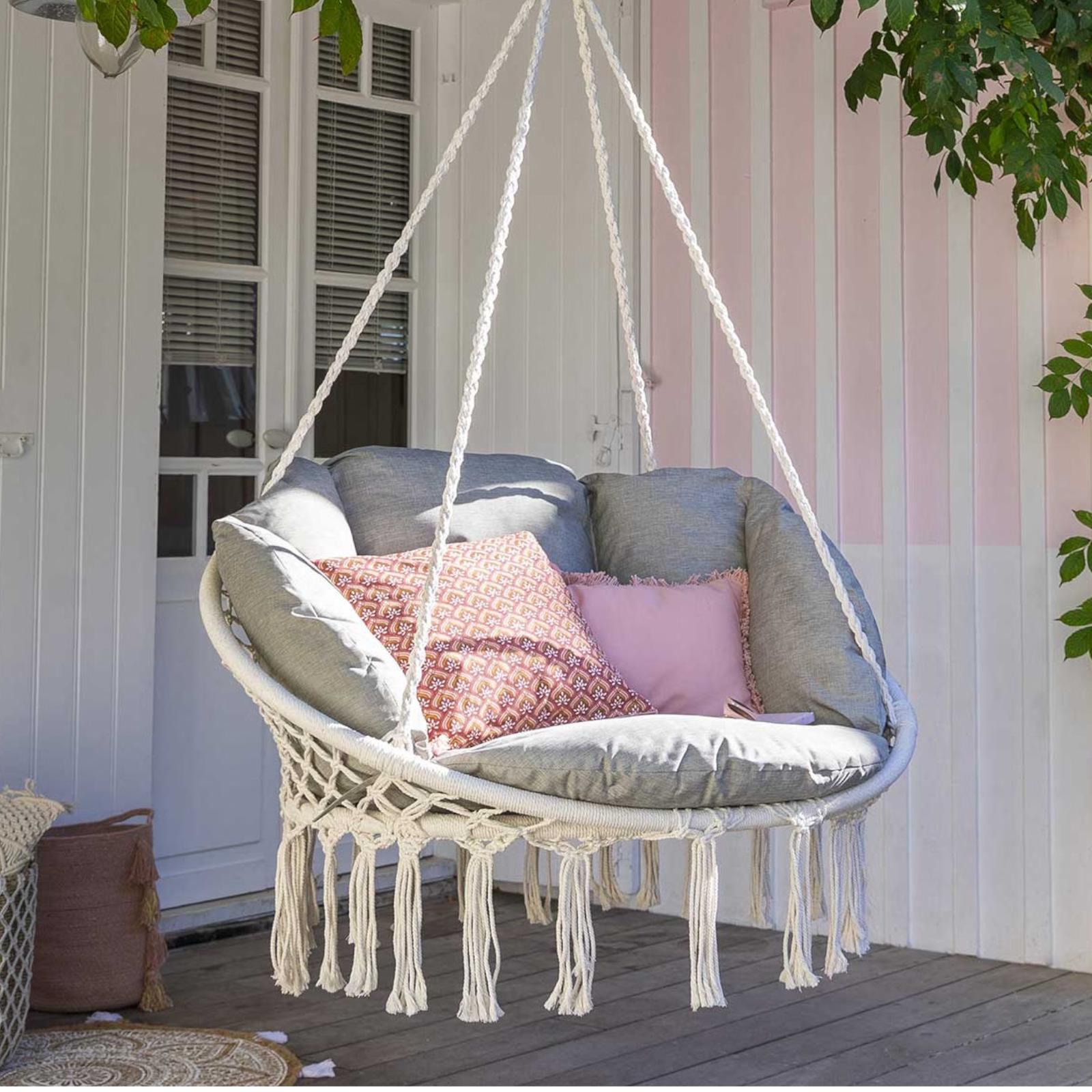 Poltrona Sospesa Kideo In Polyrattan Con Cuscino – Struttura Metallica, Portata 120 Kg – Per Balcone, Giardino, Veranda