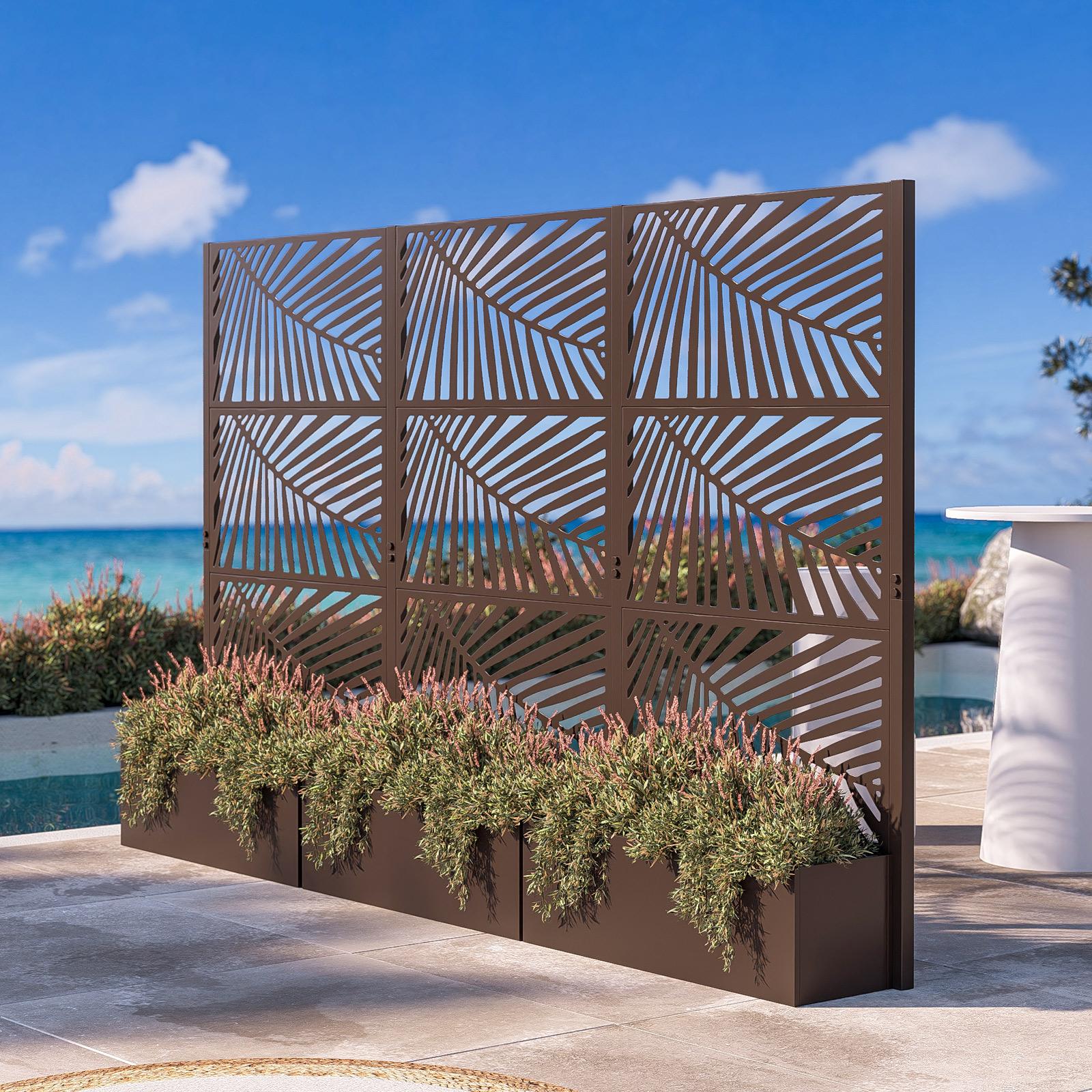 Jardinière Brise-vue Bernalda Acier Galvanisé 190 X 82 X 38 Cm Marron Casa Pro