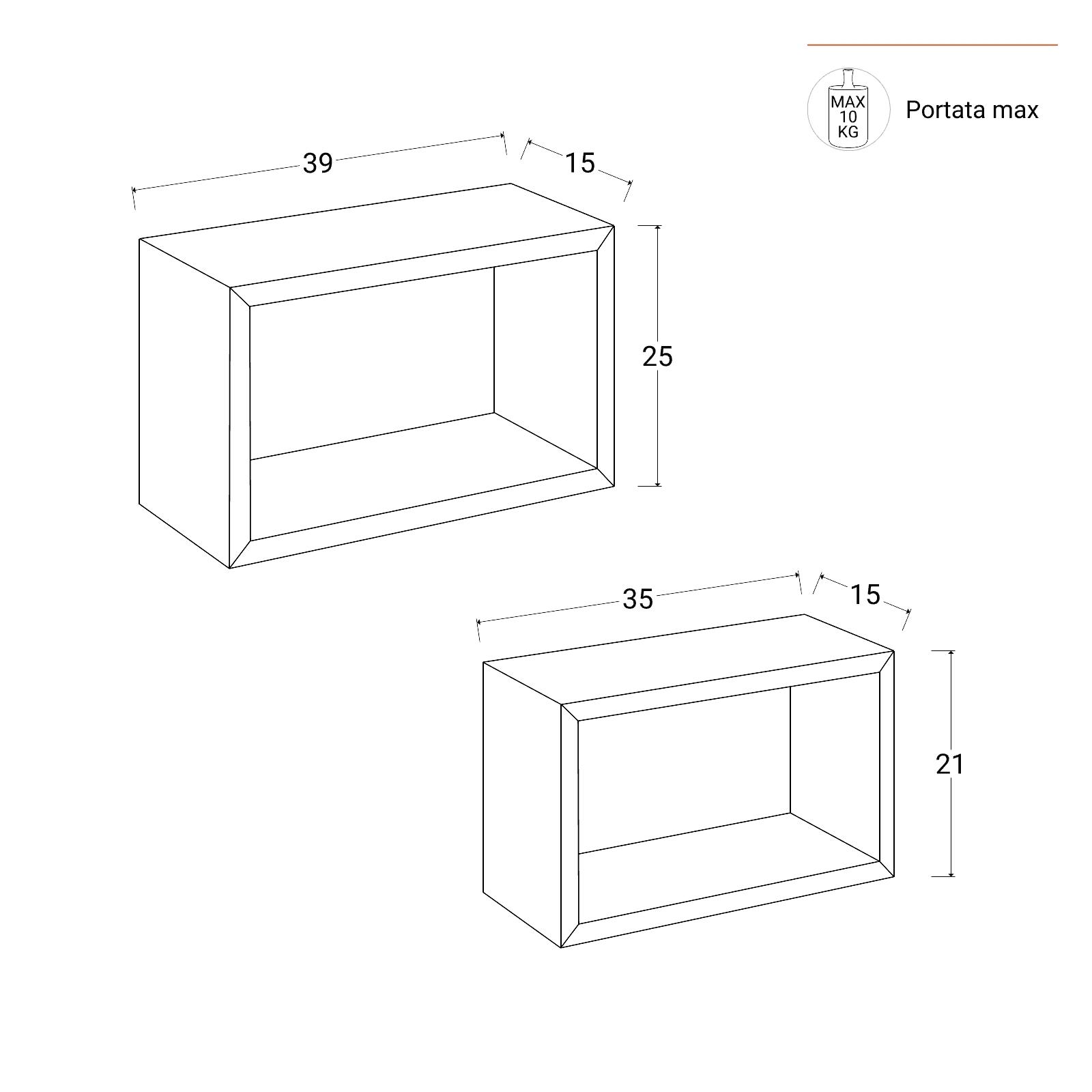 Heimlove Set Di 2 Mensole Galleggianti Da Parete, 91,4x25,4 Cm, Nero, Per Bagno E Soggiorno