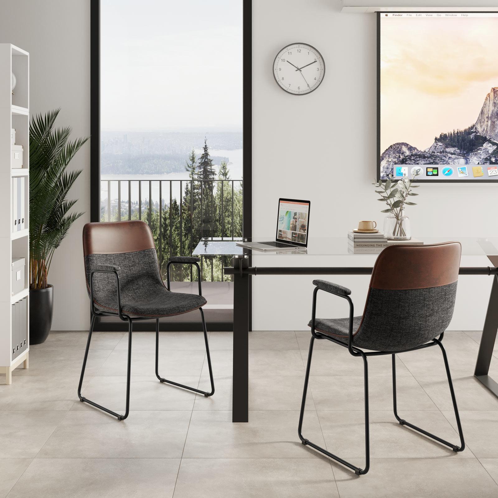 Set sedie da ufficio similpelle cuoio e tessuto effetto wool