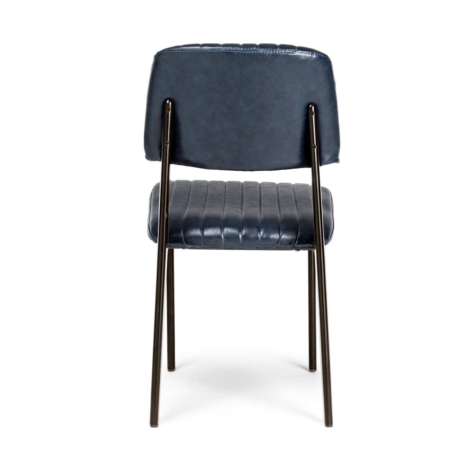 Set 2 sedie in ferro con rivestimento in ecopelle blu vintage