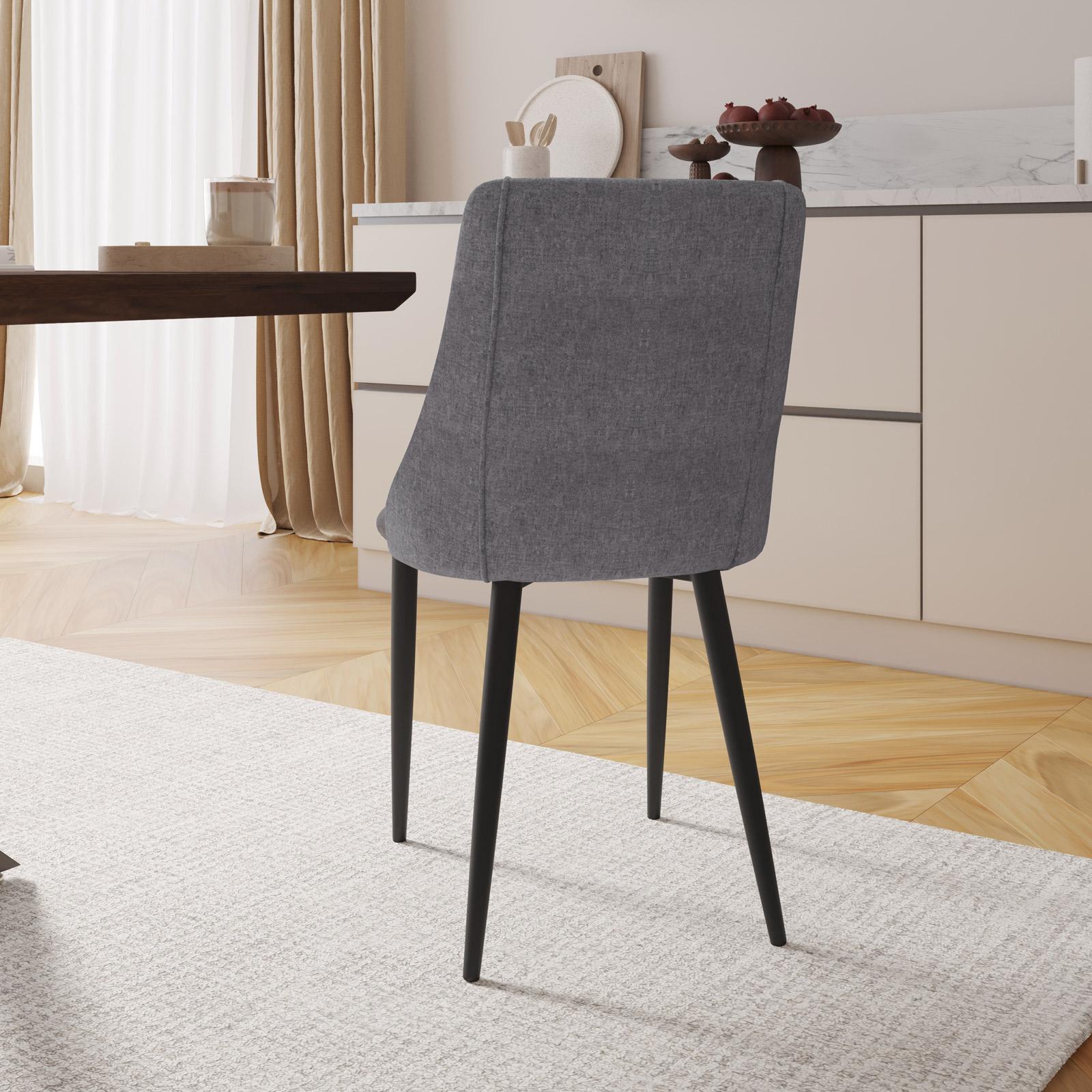 COLAMY Set Di 2 Sedie Da Pranzo Mid-Century - Imbottite, Grigio Scuro, Con Gambe In Legno Di Gomma