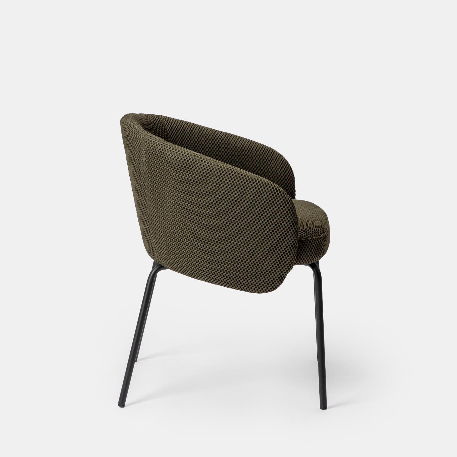 Set sedie in tessuto mesh verde scuro e gambe in metallo nero Lafa
