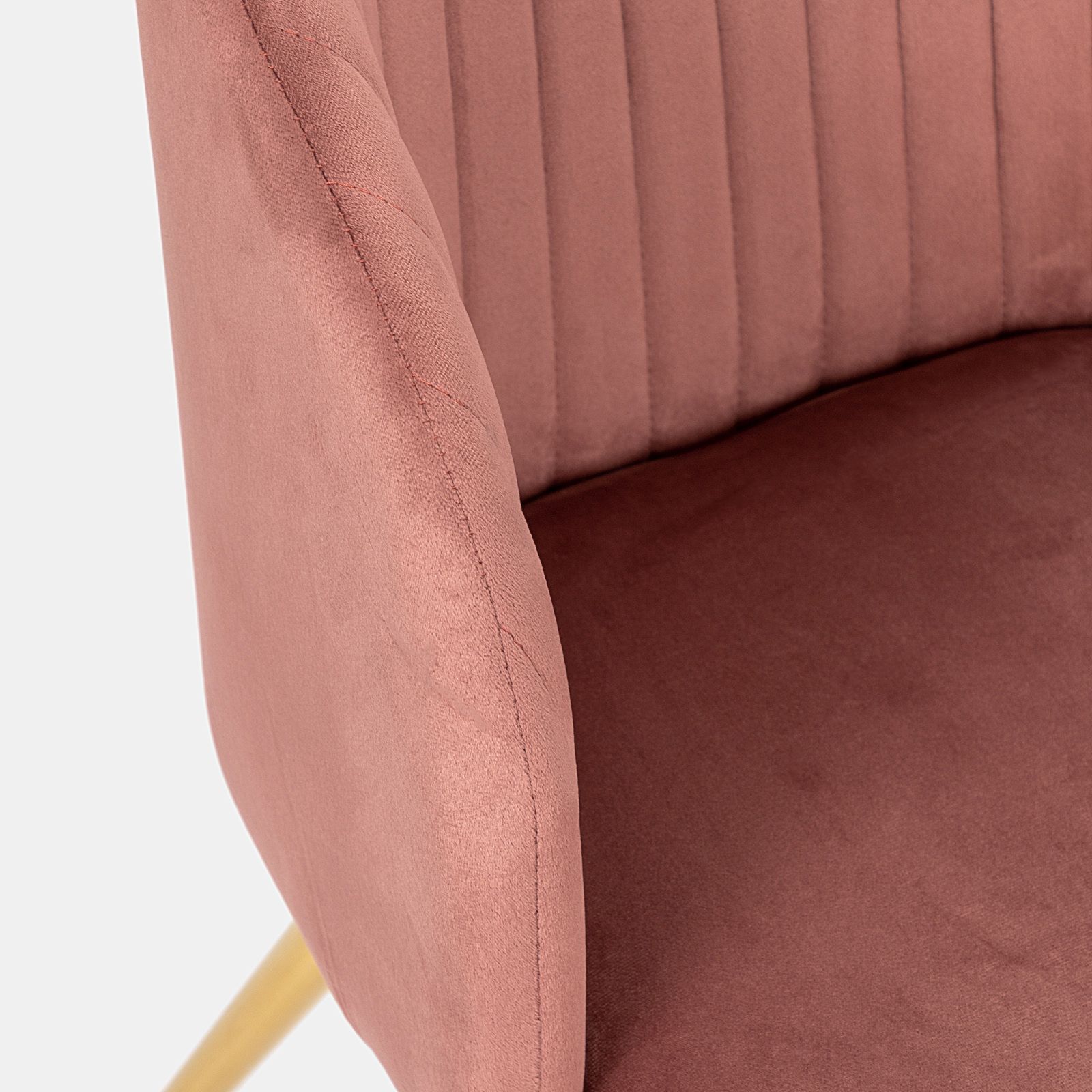Set 2 sedie in velluto trapuntato rosa antico e gambe in metallo finitura  oro - Clare