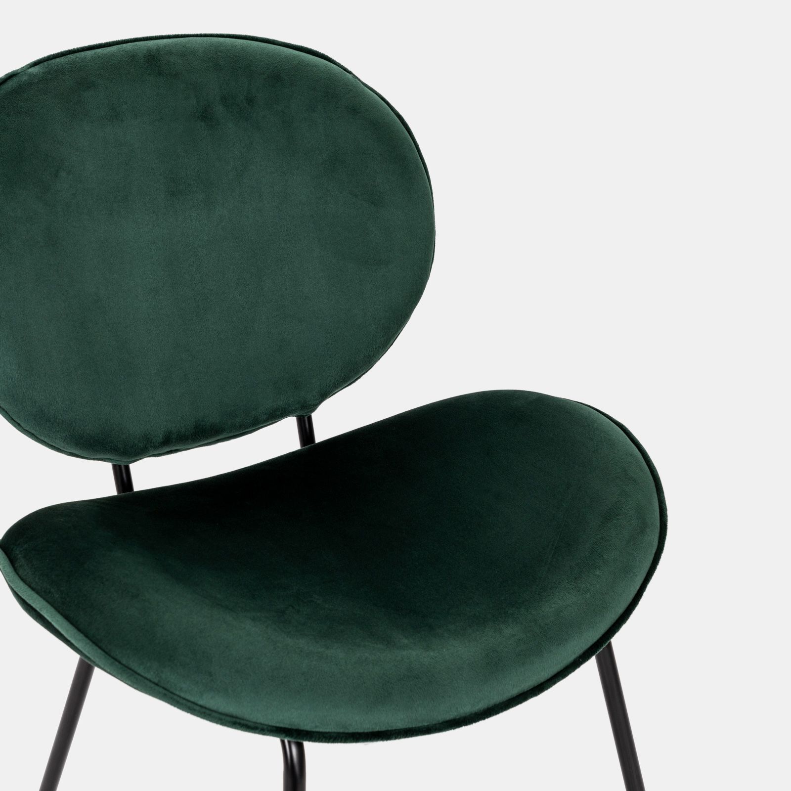 Set 2 sedie in velluto verde scuro con gambe in metallo nero - Milva
