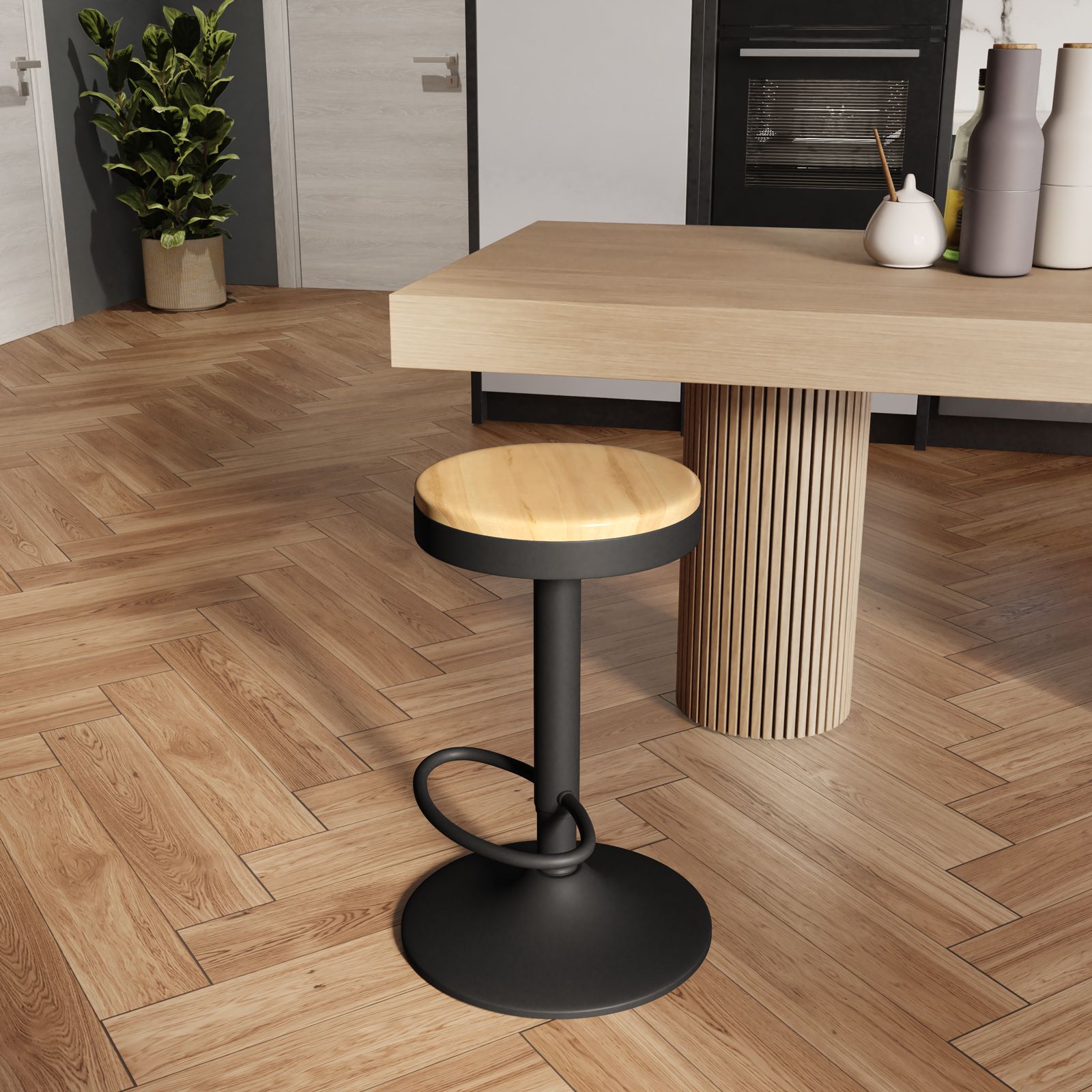 Stool Sgabelli In Rovere Set Sgabelli Con Seduta Effetto Rovere