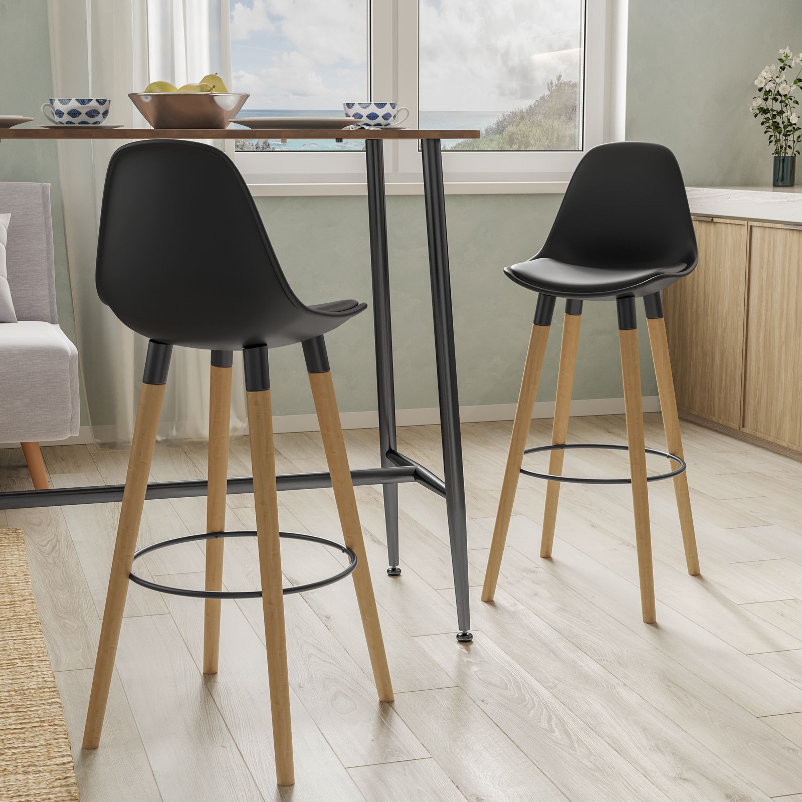 Set Di 2 Sgabelli Da Bar In Stile Factory Industriale In Metallo Grigio Con Seduta In Legno Tdb04045 17586246