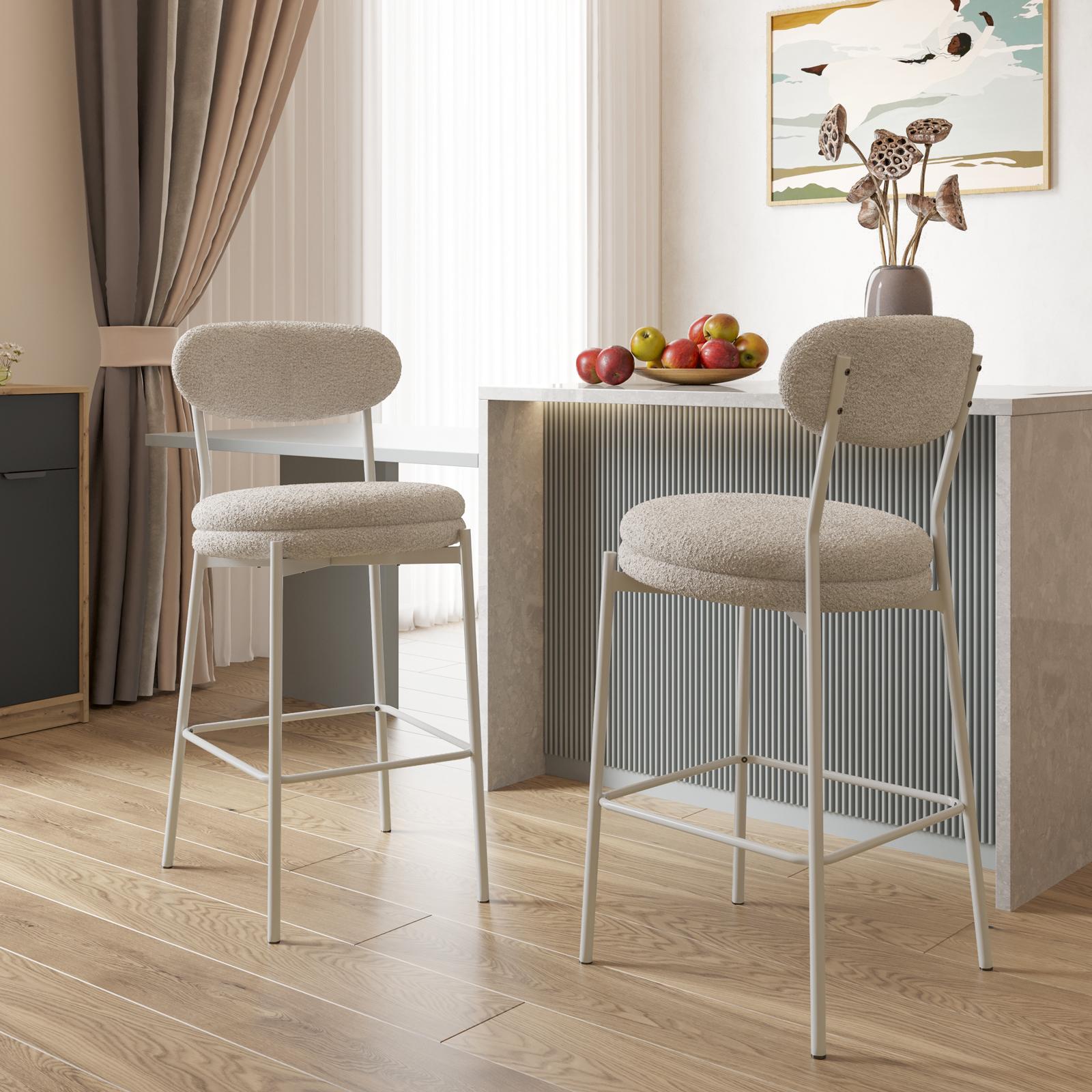 Baxton Studio Millani: Sgabello Piccolo In Lino Beige Con Struttura In Betulla. Elegante E Versatile, Ideale Per Salotti, Sale D'attesa O Cocktail Lounge. Già Montato, Stile Moderno. - 5