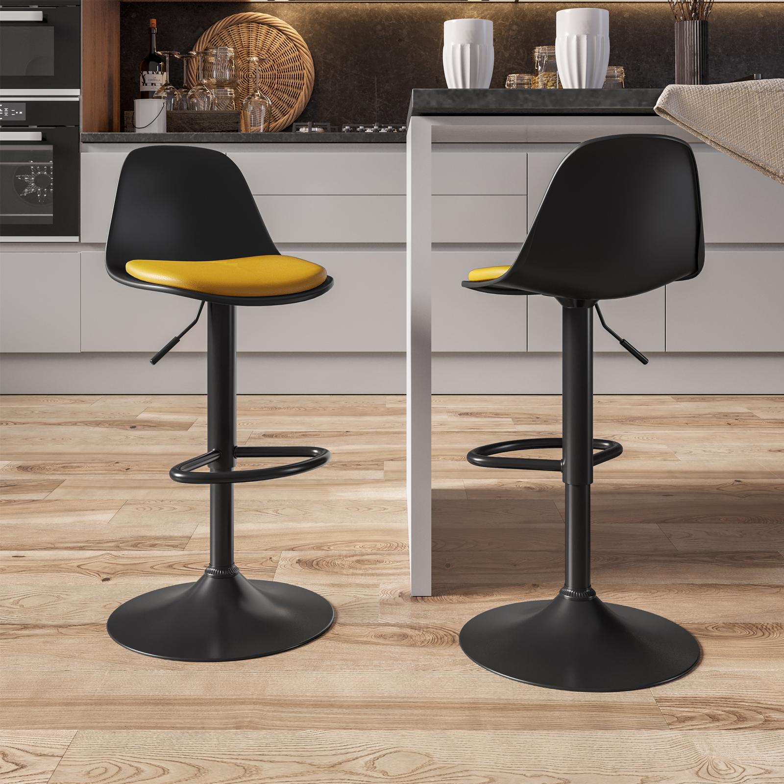 Tromlycs Cuscino Quadrato Per Sgabello Da Bar 30,5x30,5 Cm, Spessore 1,5 Cm, Schiuma Alta Densità, Antiscivolo Con Cinghie In Velcro, Federa Lavabile, Nero