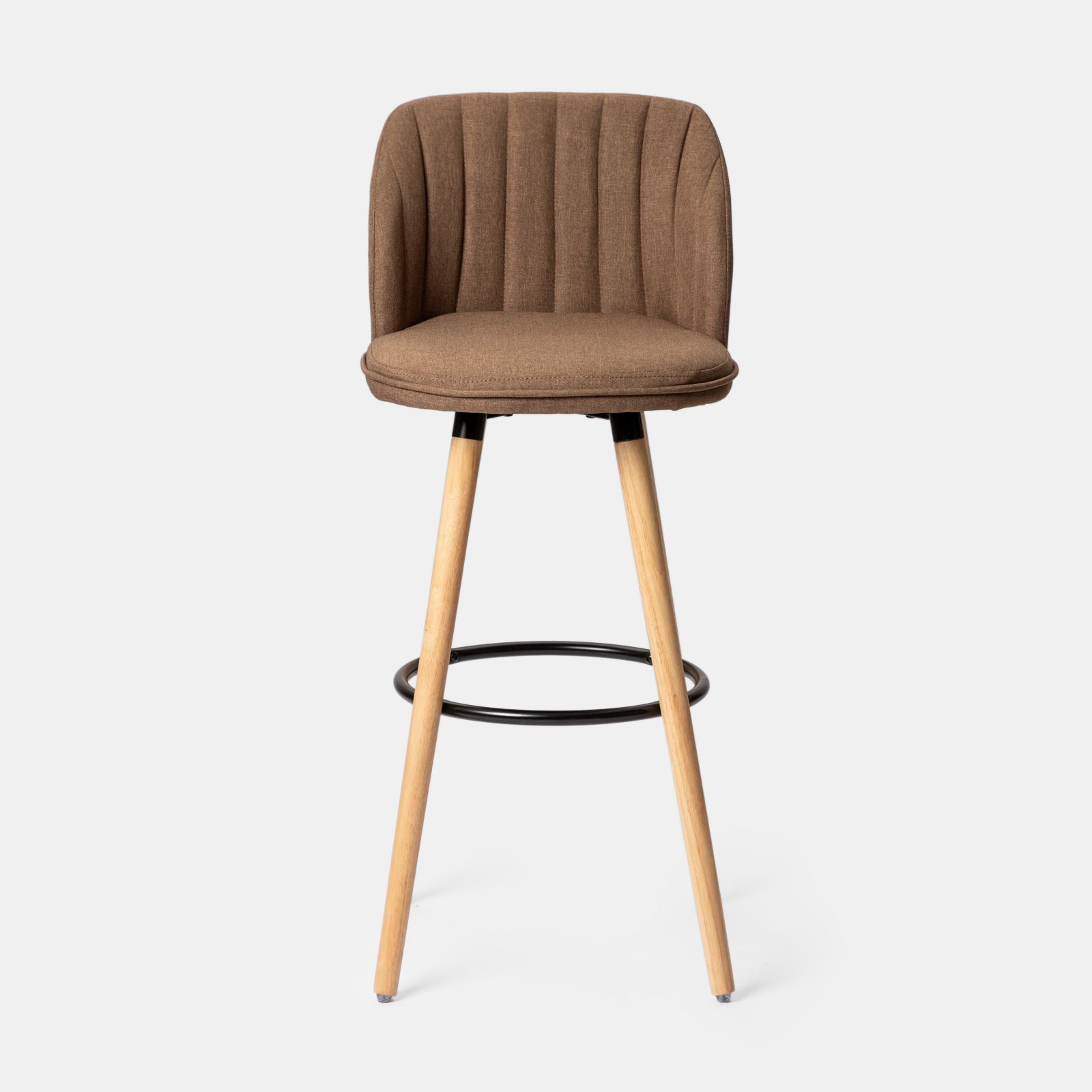 Set sgabelli in tessuto cacao con struttura in legno Adriel