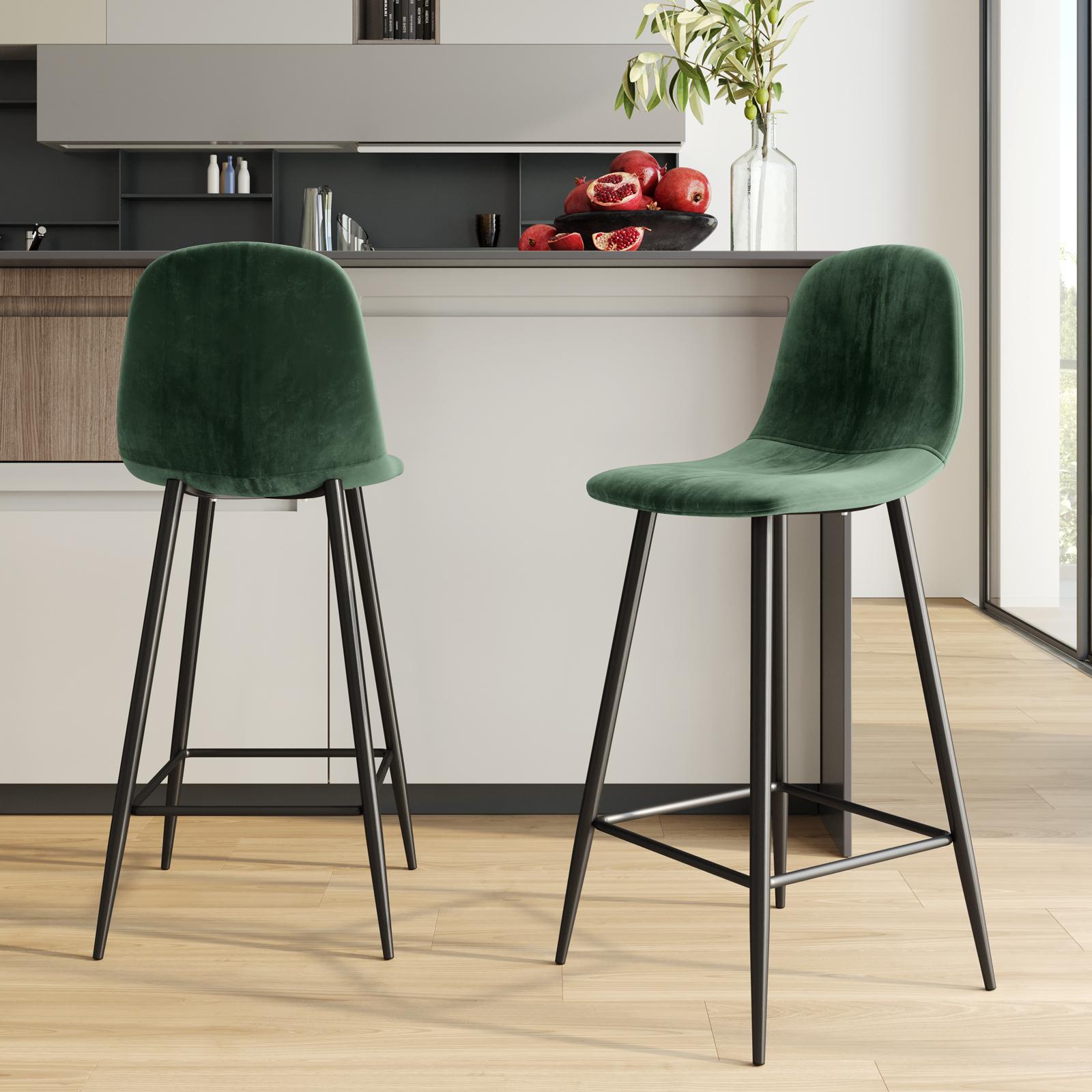 Velluto Sgabelli Metallo Set Sgabelli In Velluto Verde Montagna