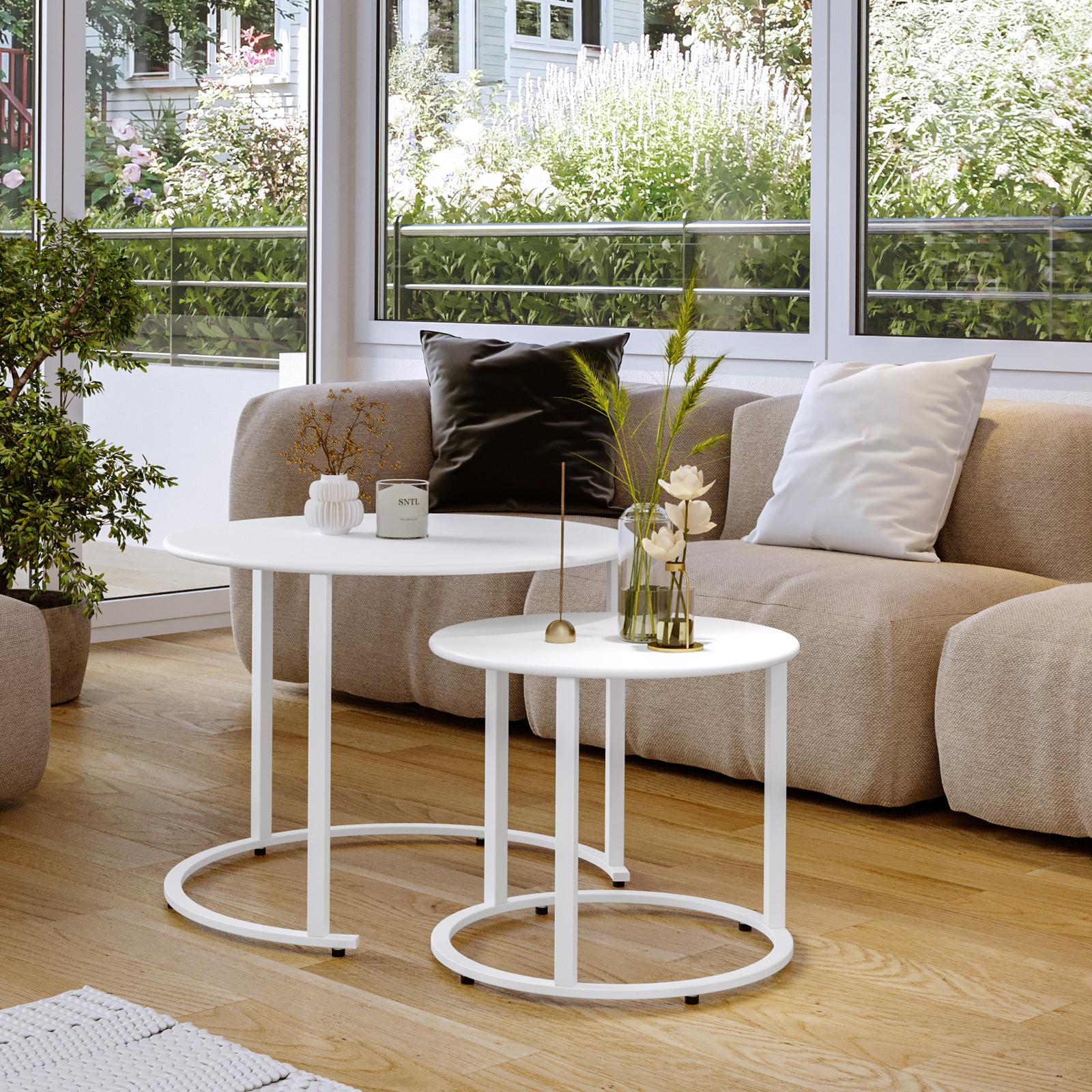 Set Di 2 Tavolini Sovrapponibili Relaxdays - In Vetro E Legno, Design Moderno, Per Soggiorno O Studio, Altezza 40-45 Cm - Foto 3