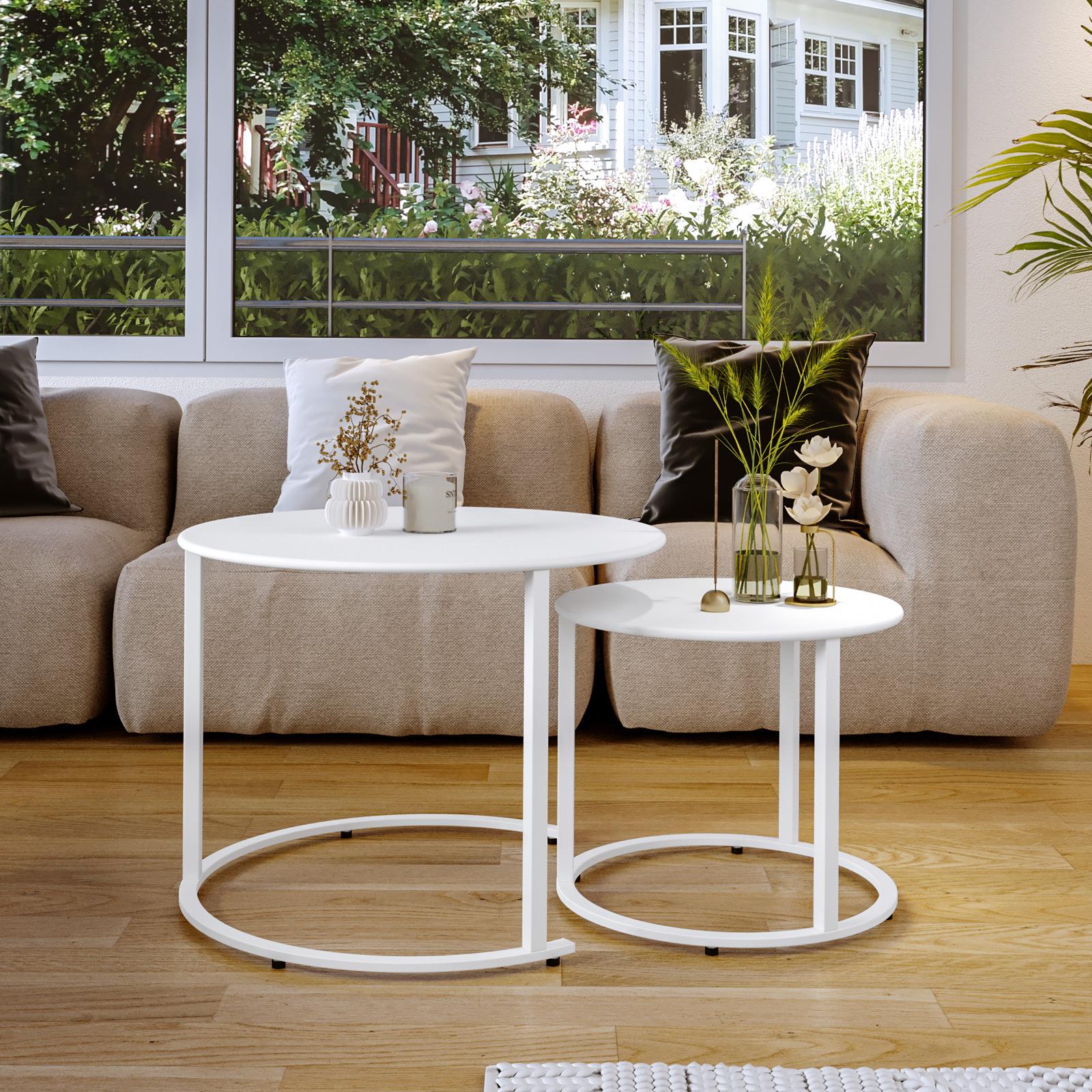 Tavolino Da Salotto Moderno Bianco Tavolino Da Caffè Rotondo Con 2 Cassetti Tavolino Salotto Legno Con Piano Marmo Tavolino Da Divano Piccolo Con Struttura In Metallo Per Soggiorno Ufficio ( Size