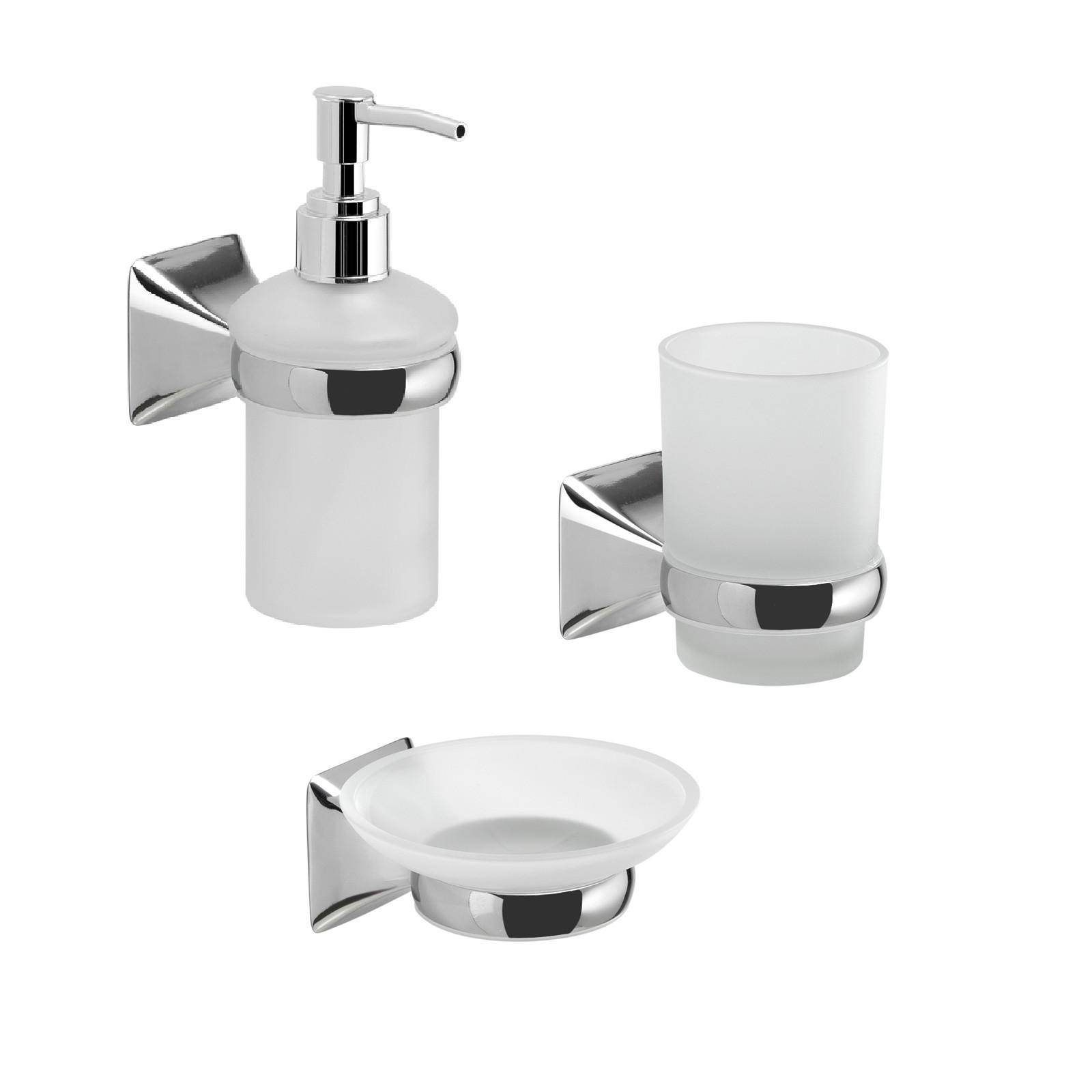 Set 3 accessori da bagno in acciaio inox e cromall - Outline di Gedy