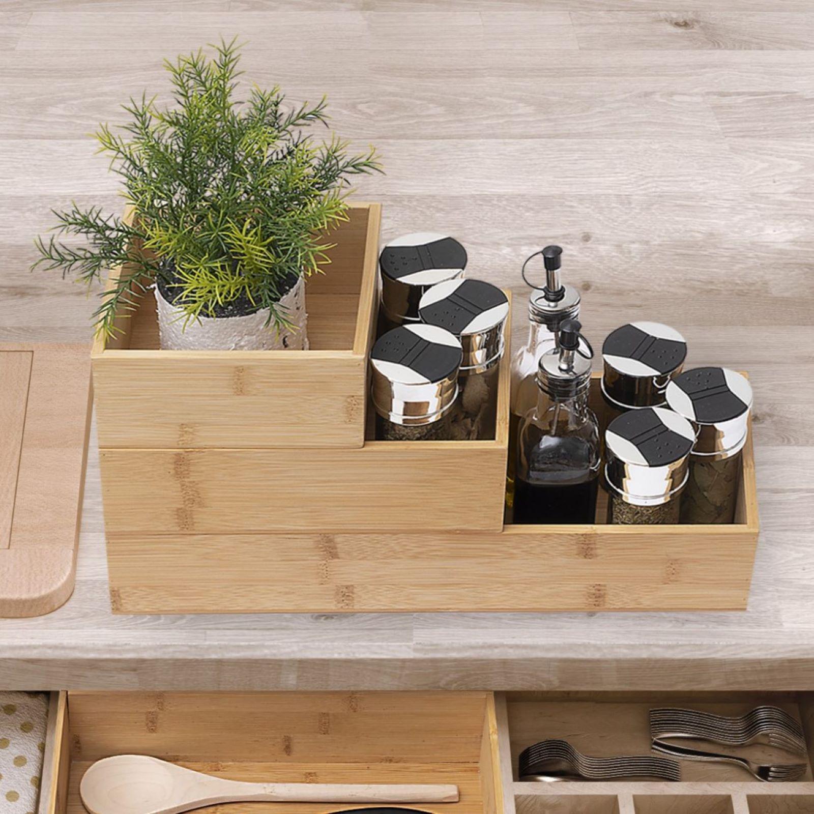 Organizzatore per cassetti per utensili in bambù Vassoio per posate per utensili, perfetto per cucina, bagno, scrivania, divisorio per cassetti da cucina  15