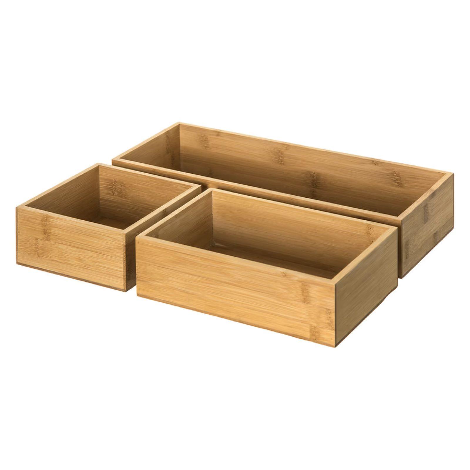 Organizer Per Cassetti In Bambù – Set Da 2 – 38x15x5 Cm – Vassoio Portaposate Impilabile