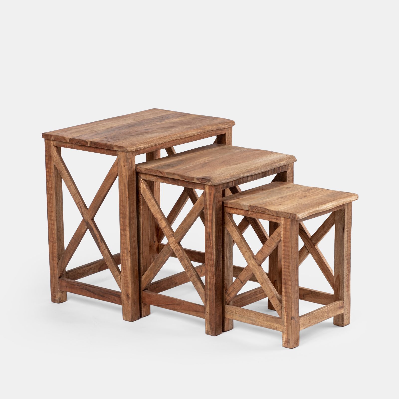 Set 3 tavolini in legno da interno - Freia Acacia
