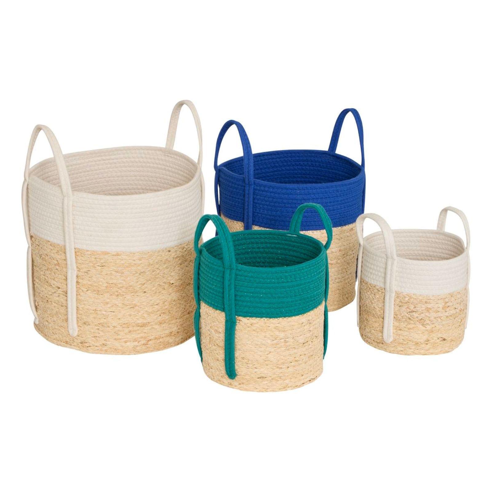 HNZIGE Set di 4 contenitori a cubi in tessuto per riporre oggetti, per riporre oggetti, 11 x 11 cm, con manici per mensole, colore: grigio