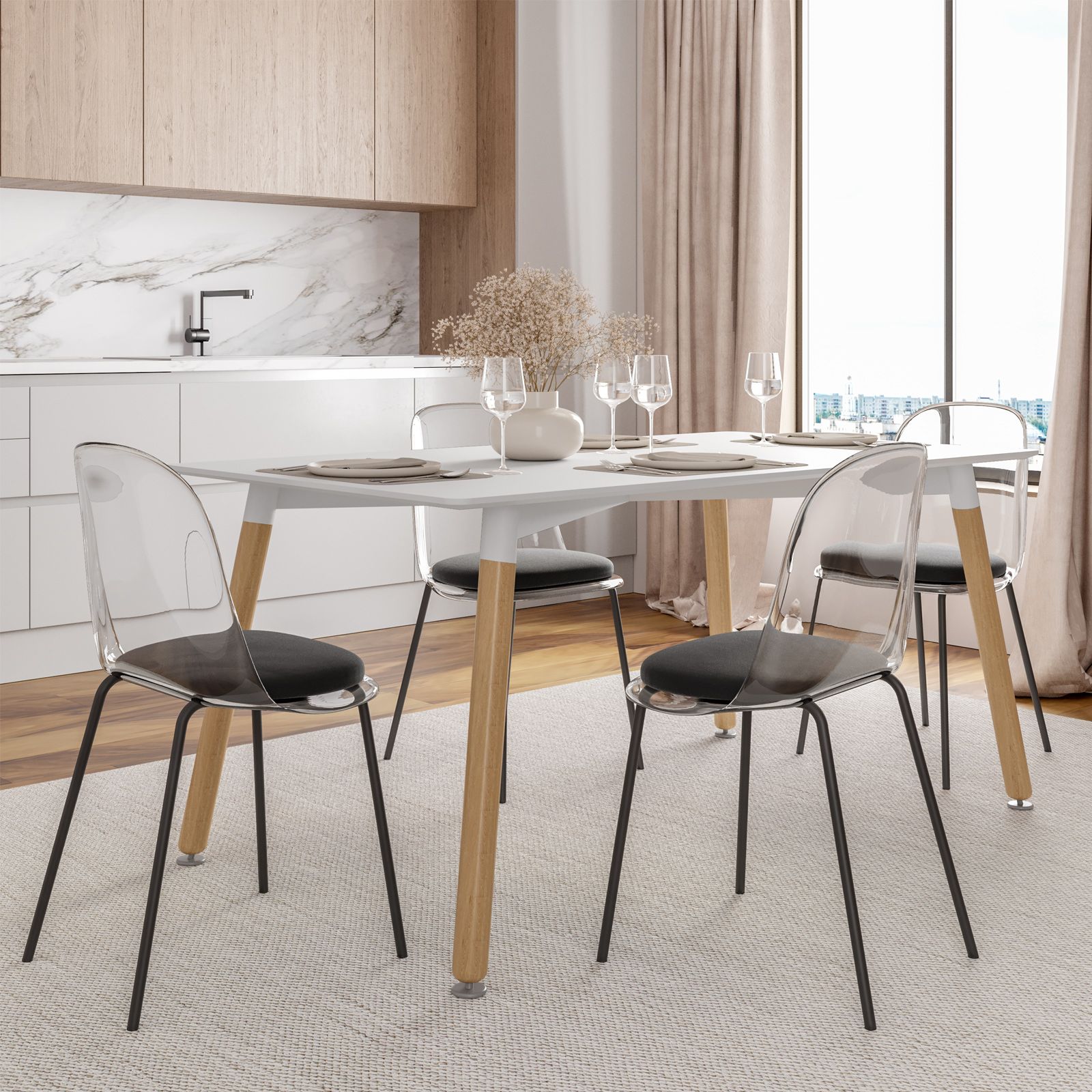 Sedia Scandinava Tavolo Legno Con Sedie Trasparenti Legno Sedie