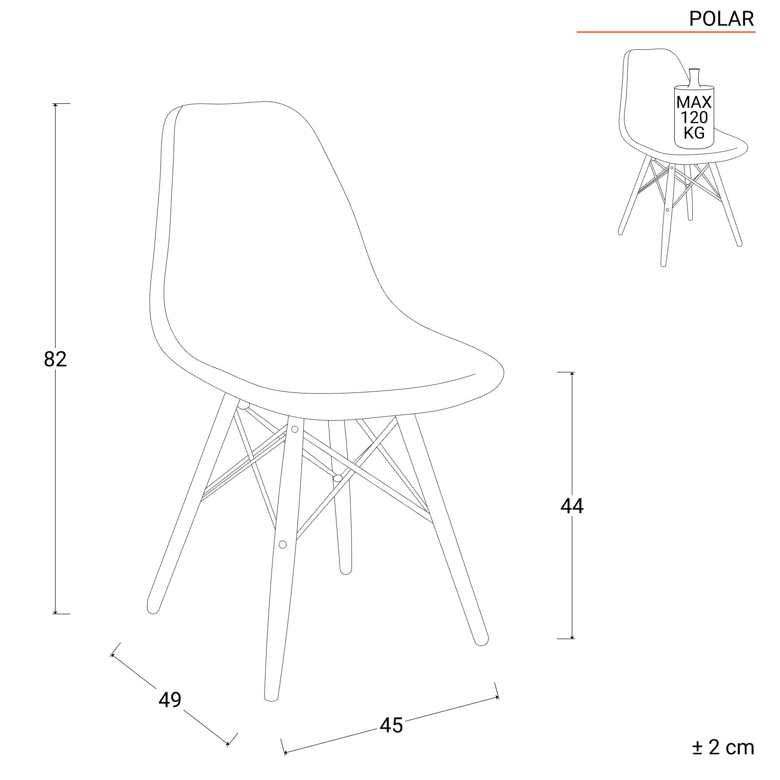 Set 4 sedie trasparente gambe in legno con rete metallica - Polar