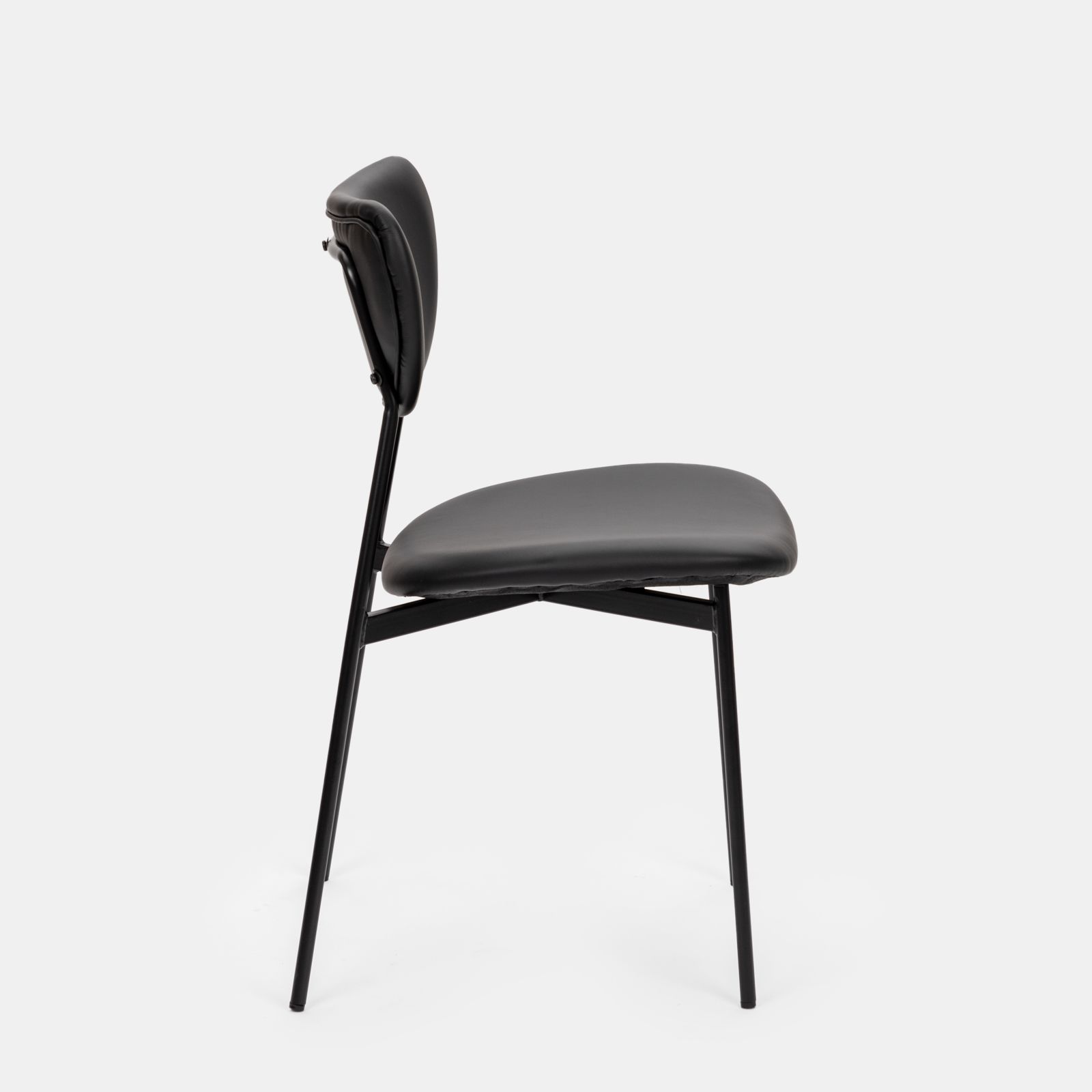 Set sedie da ufficio in similpelle nera con gambe nere Flaminia