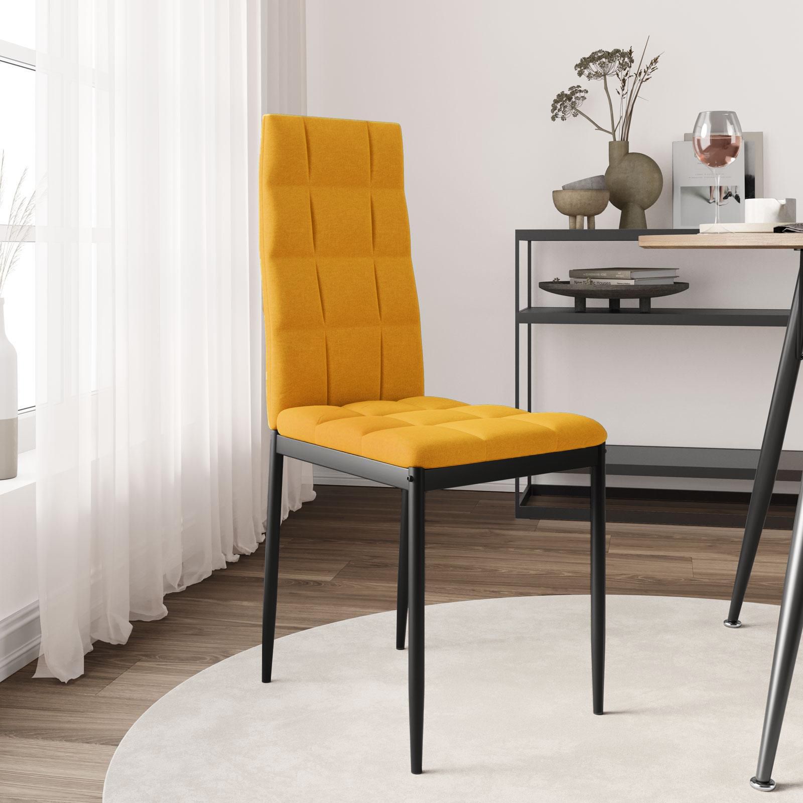 Set 4 sedie imbottite in velluto giallo di design - XLAB Design