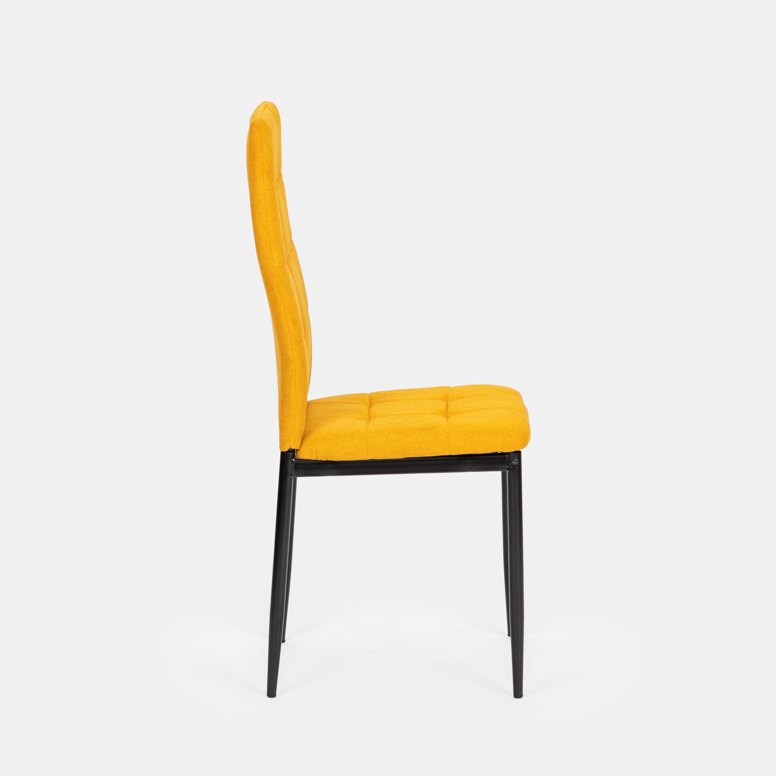 Set sedie in tessuto giallo con gambe in metallo nero Sworty