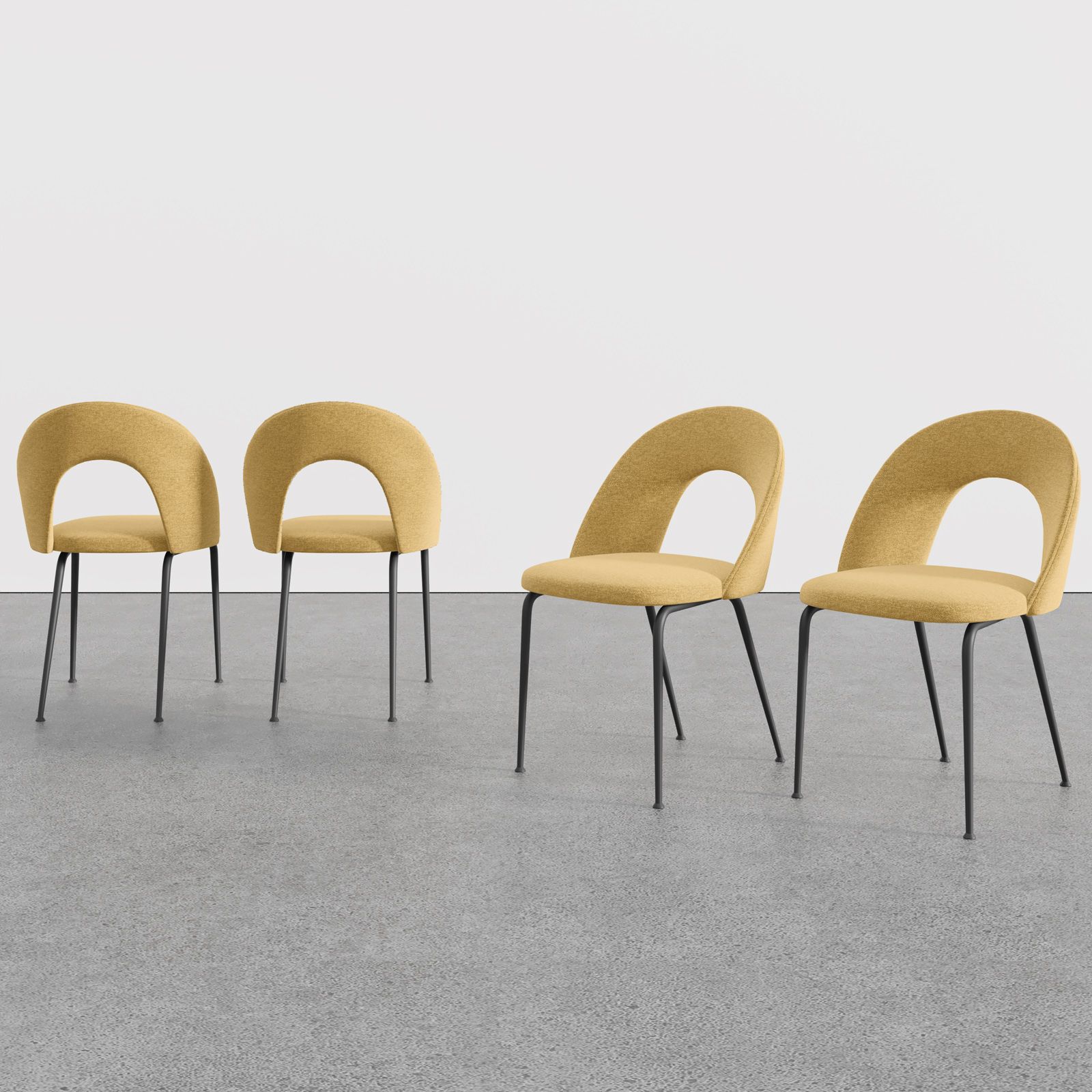 Set 4 sedie imbottite Sami in tessuto (giallo), Calligaris