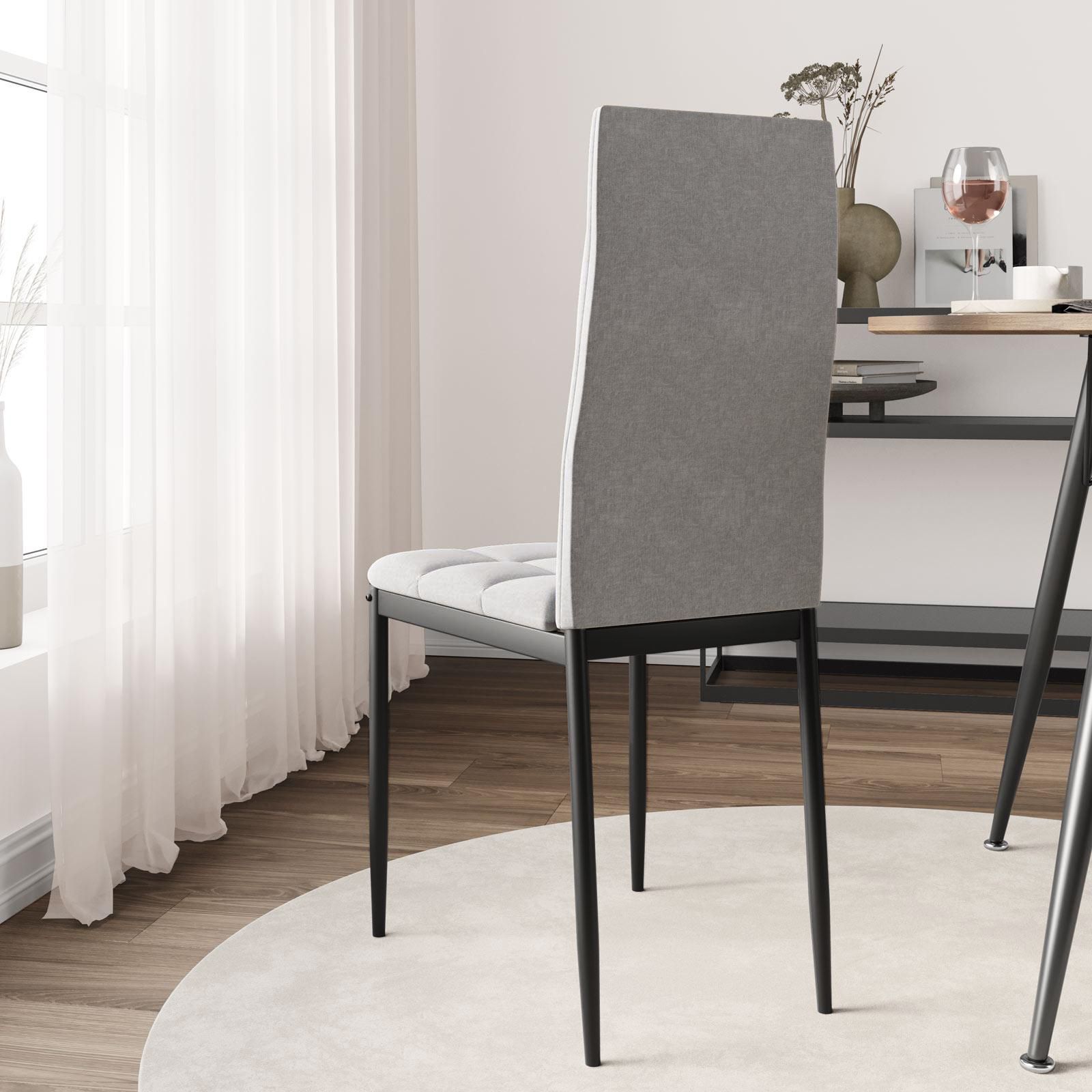 Set 4 sedie in tessuto grigio chiaro con gambe in metallo nere - Sworty