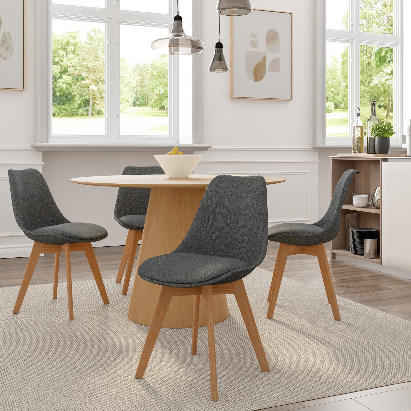 Set Di 4 Sedie Da Pranzo Moderne Con Gambe In Legno Di Faggio E Cuscino Imbottito – Colore Blu