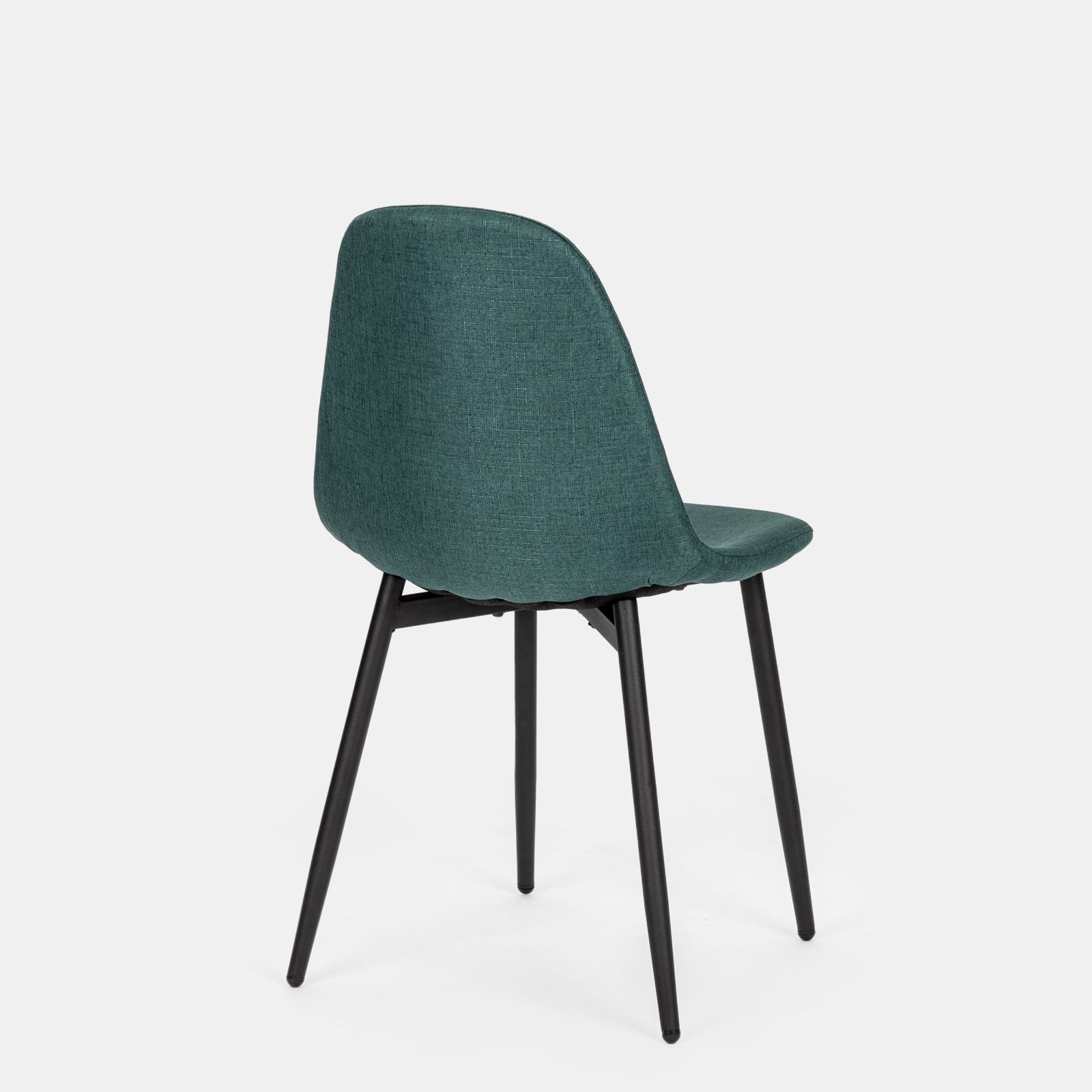 Set 4 sedie in tessuto verde scuro con gambe nere - Finesse
