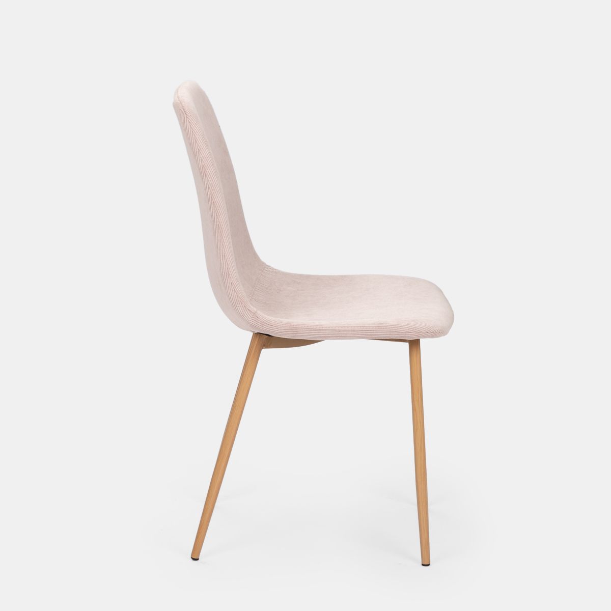 Set 4 sedie in velluto trapuntato rosa antico con gambe in metallo effetto  legno - Finesse