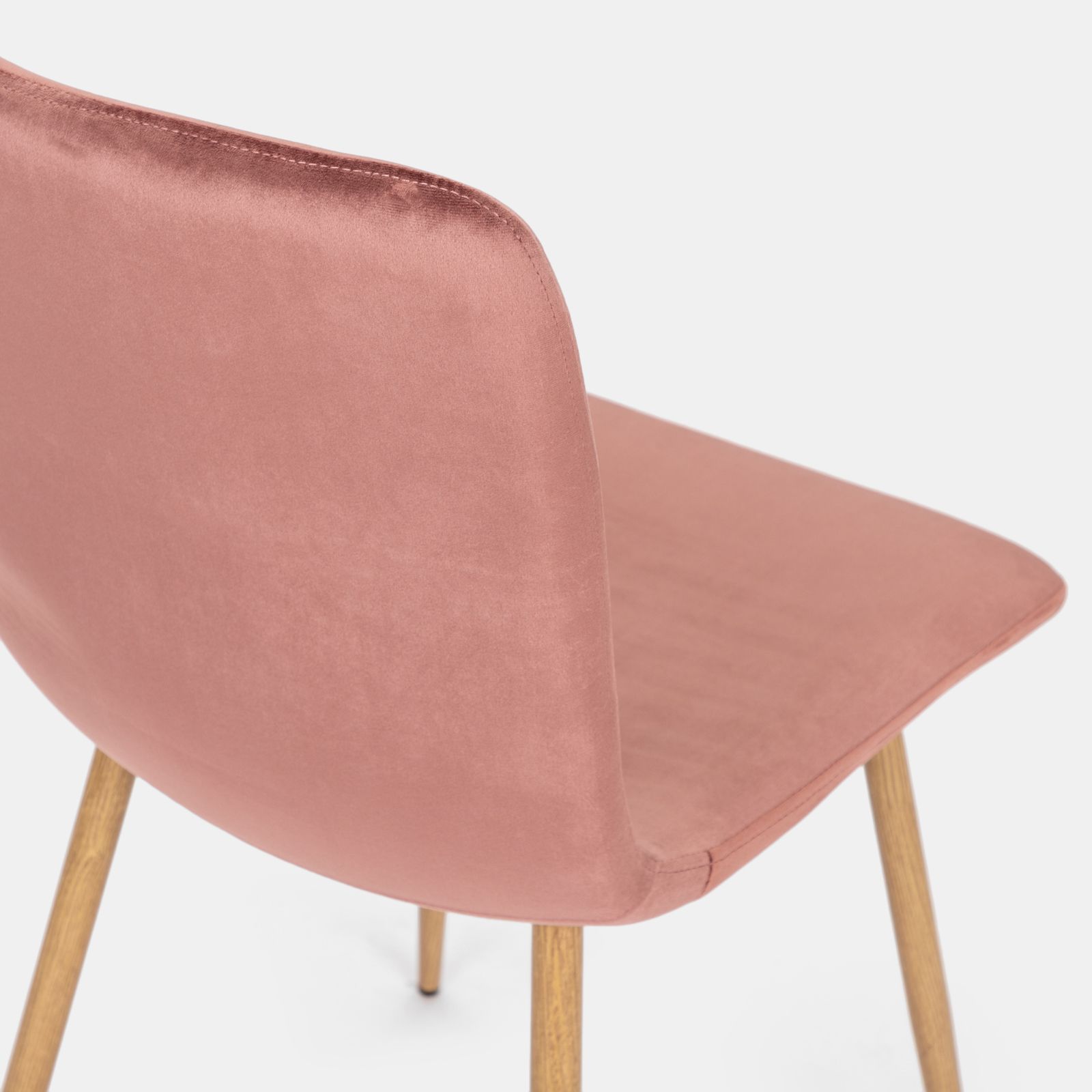 Sedia da bar in velluto rosa antico con gambe in metallo 65 cm (x2