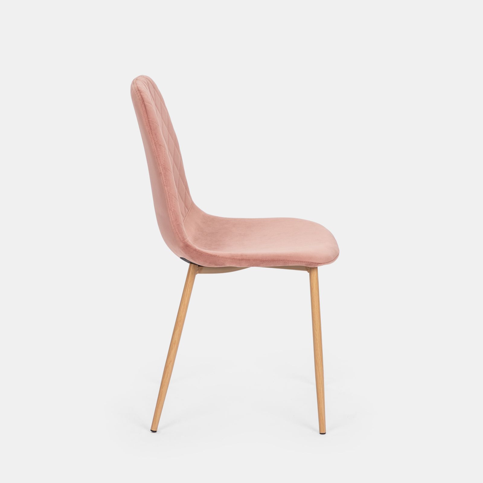 Set 4 sedie in velluto rosa antico con gambe nere - Zilla