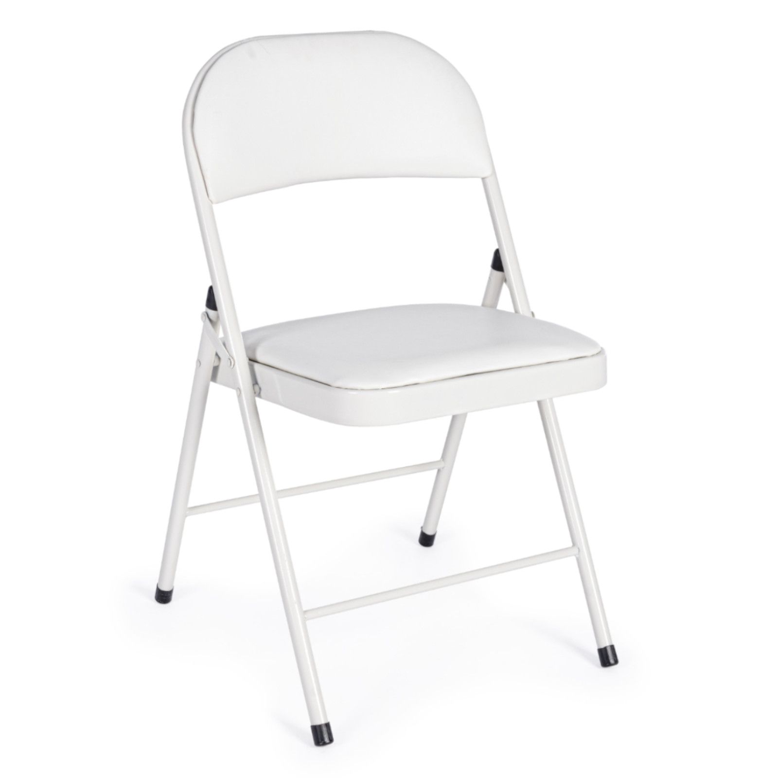 Set 4 sedie pieghevoli imbottite 45x45 cm in acciaio beige