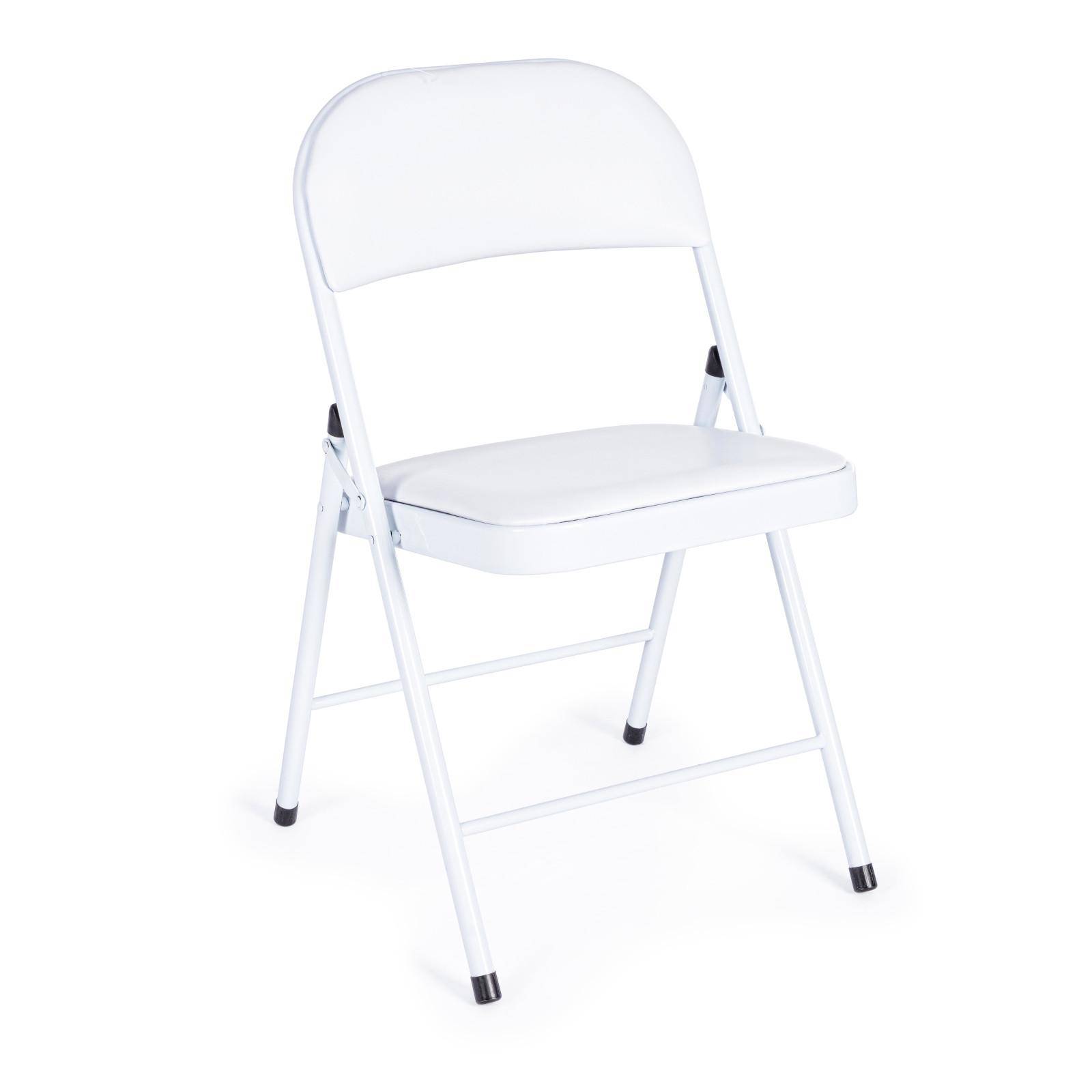 Set 4 sedie pieghevoli imbottite in similpelle bianca opaca