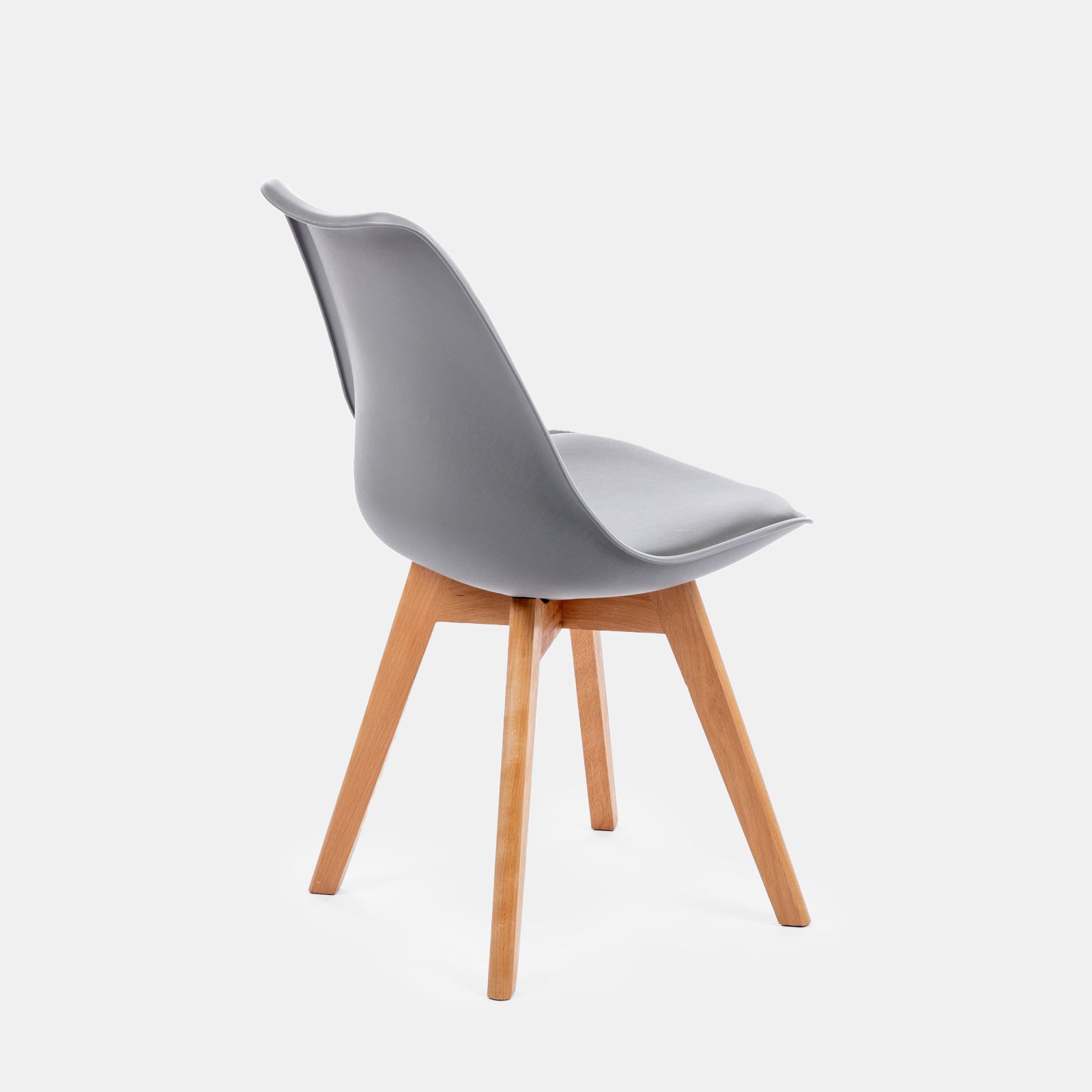 Set 4 sedie scandi grigie gambe in legno con cuscino - Alborg Plus