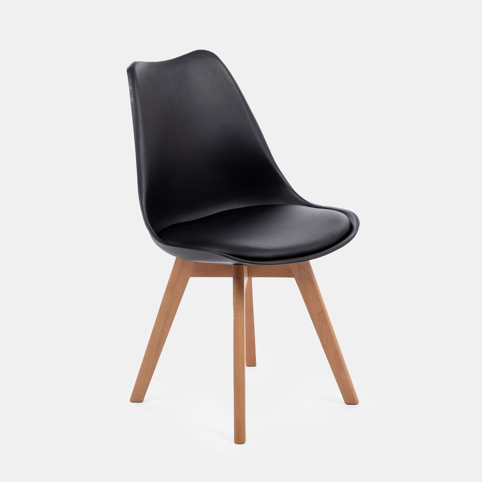 Set 4 sedie scandi nere gambe in legno con cuscino - Alborg Plus
