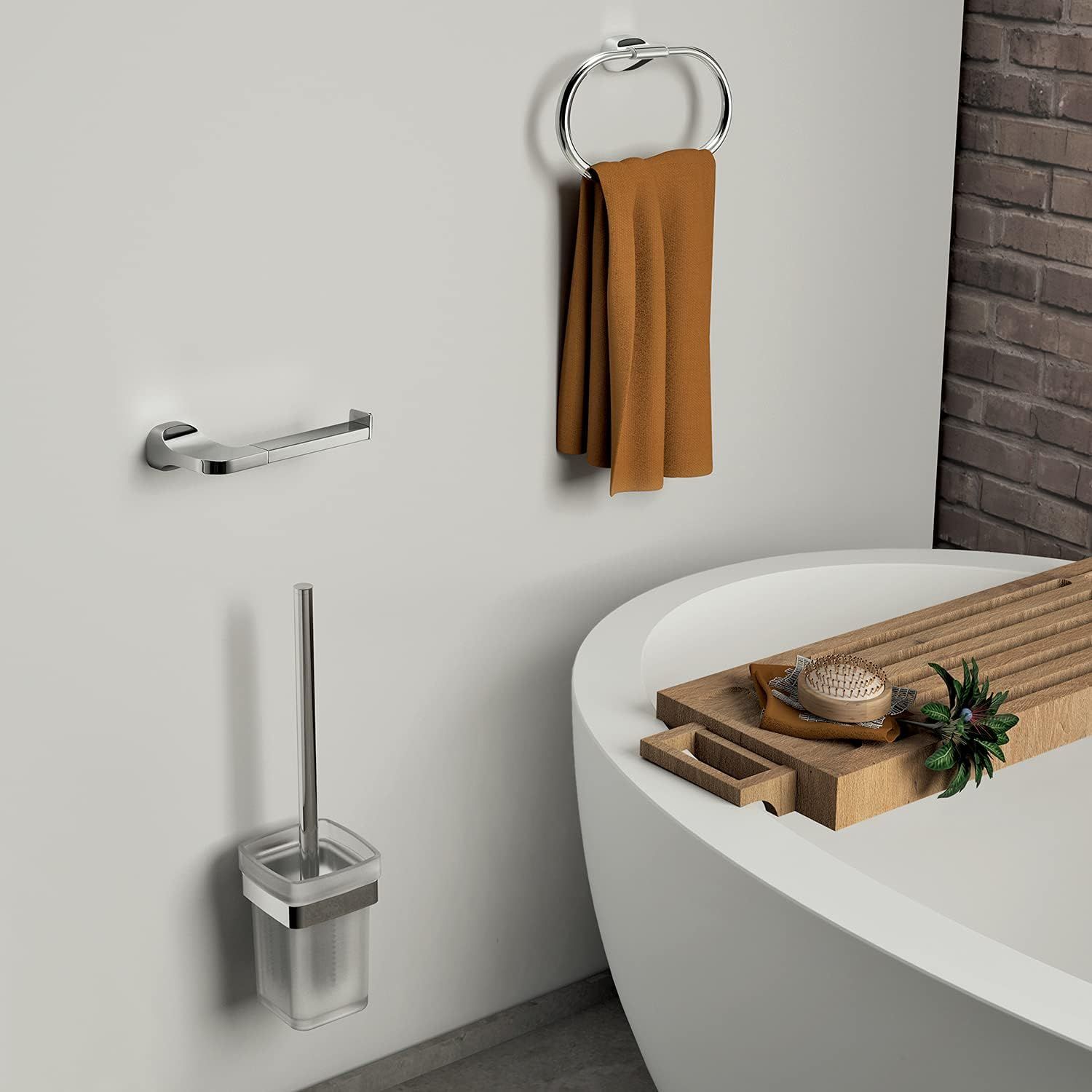 Set 5 accessori da bagno in acciaio inox e vetro satinato - Project di Gedy