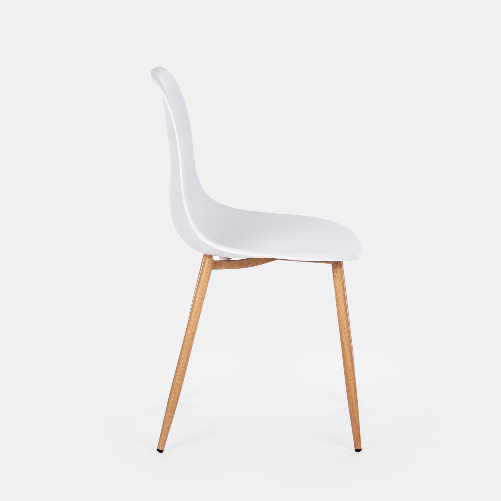 Set 6 sedie in polipropilene bianco con gambe effetto legno - Kaily
