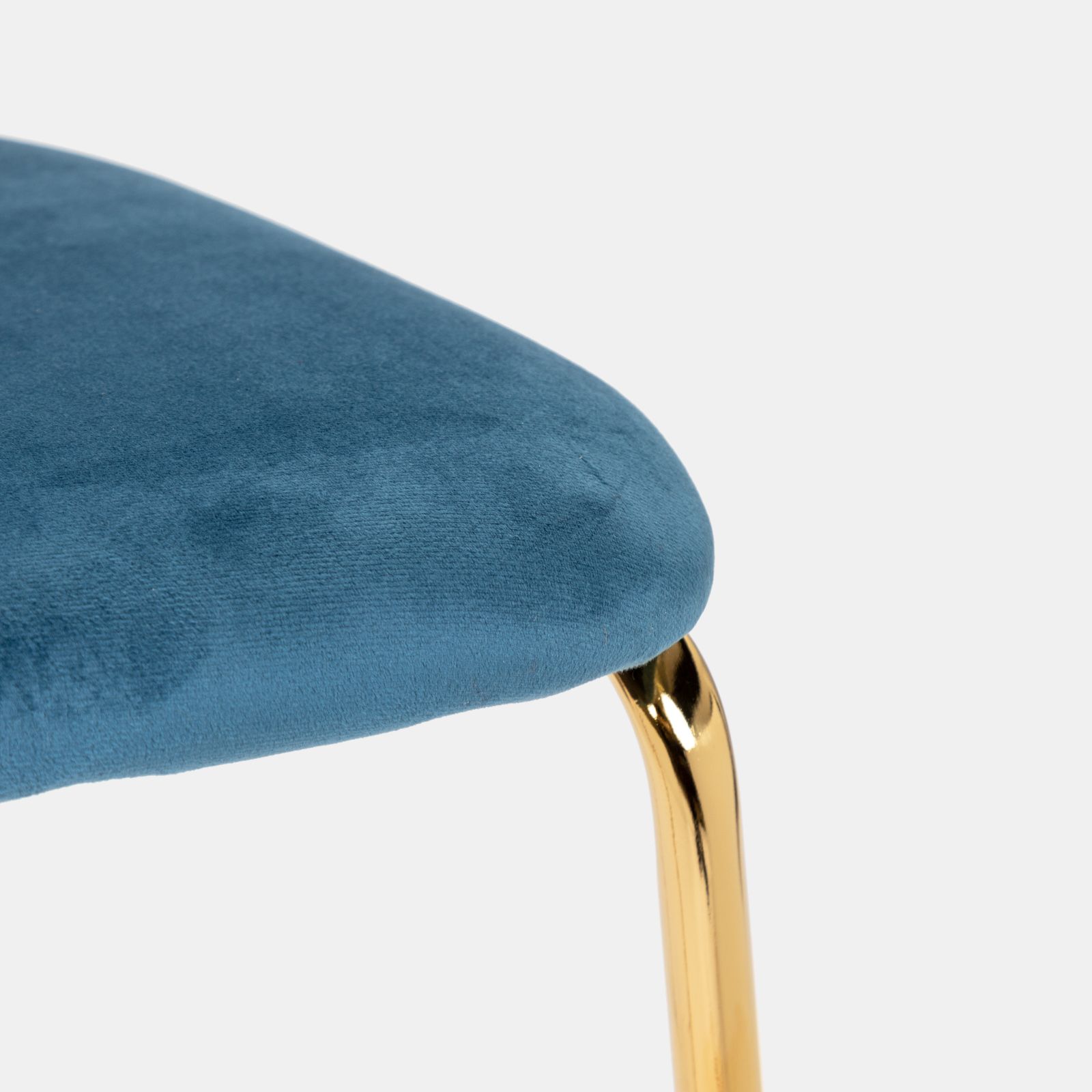 Set 6 sedie in velluto blu petrolio con gambe oro - Perry