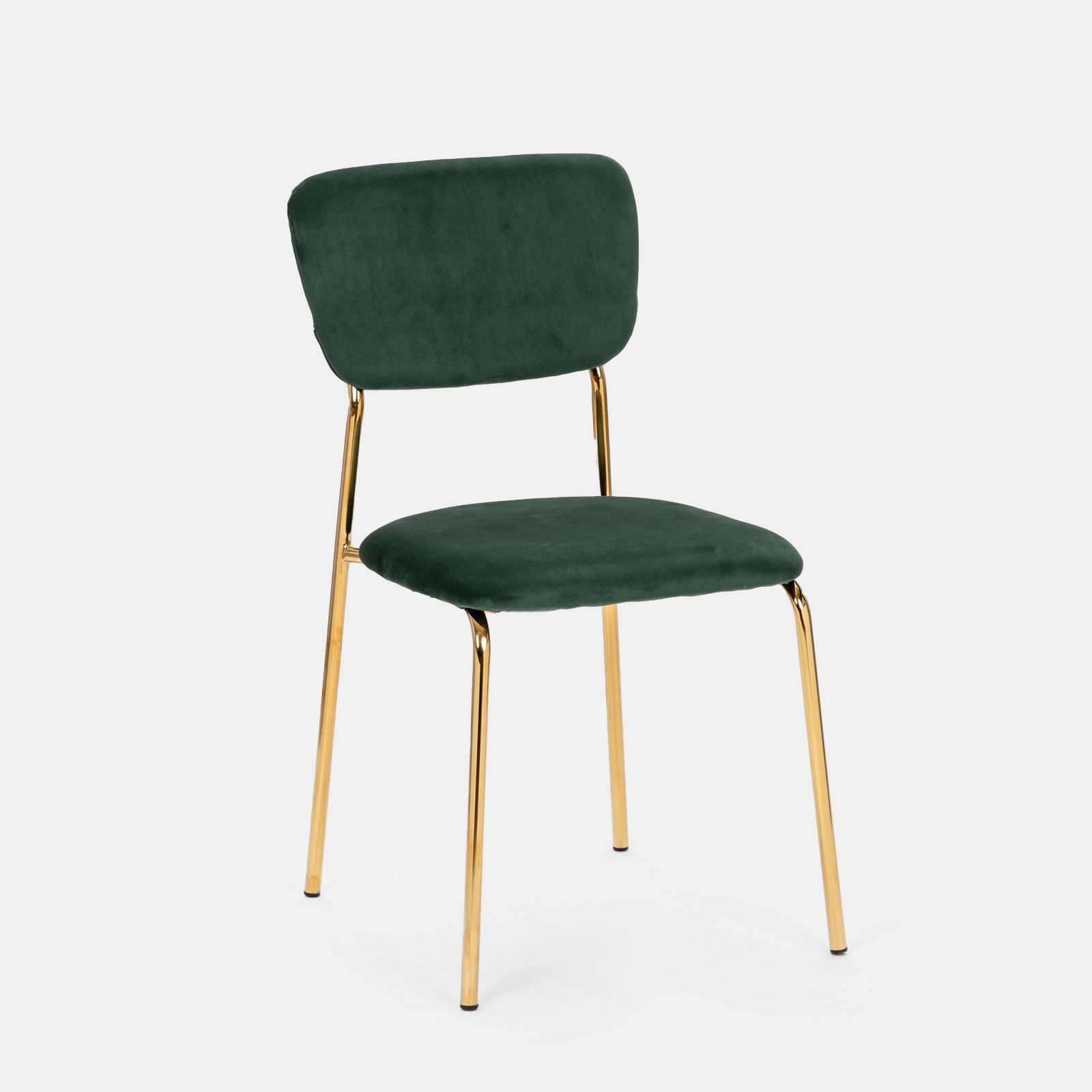 Set 6 sedie in velluto verde bosco con gambe oro - Perry
