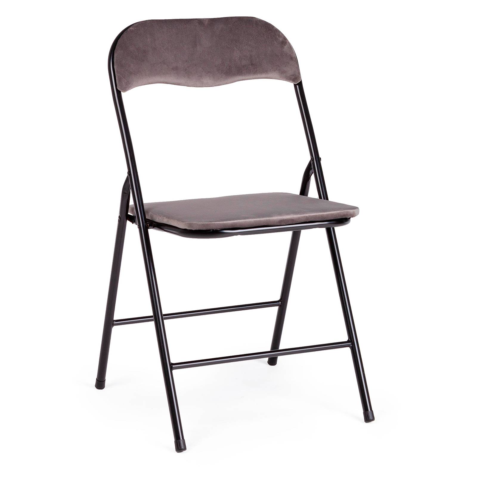 Set 6 sedie pieghevoli imbottite rivestite in velluto grigio