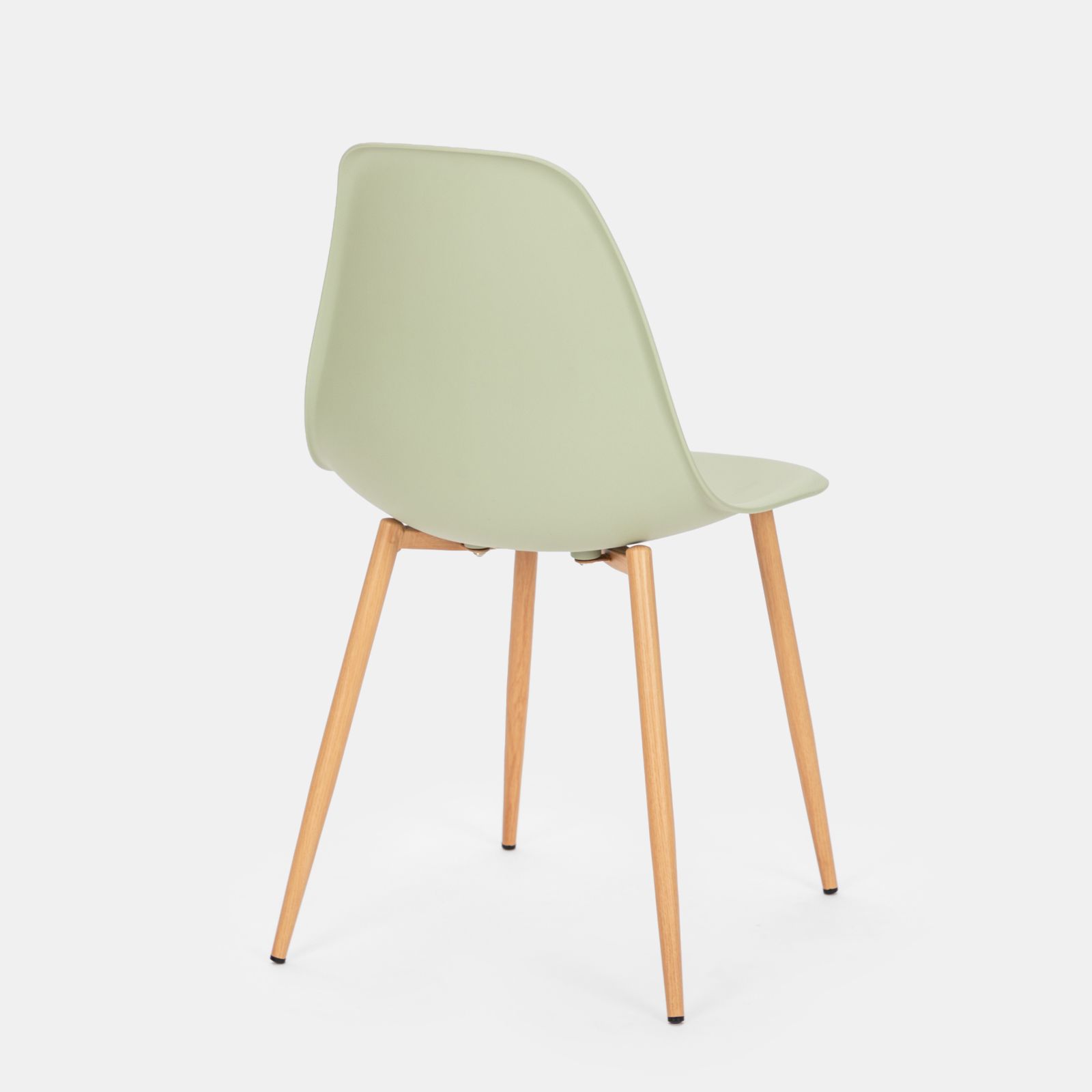 Set 6 sedie in polipropilene verde salvia con gambe effetto legno