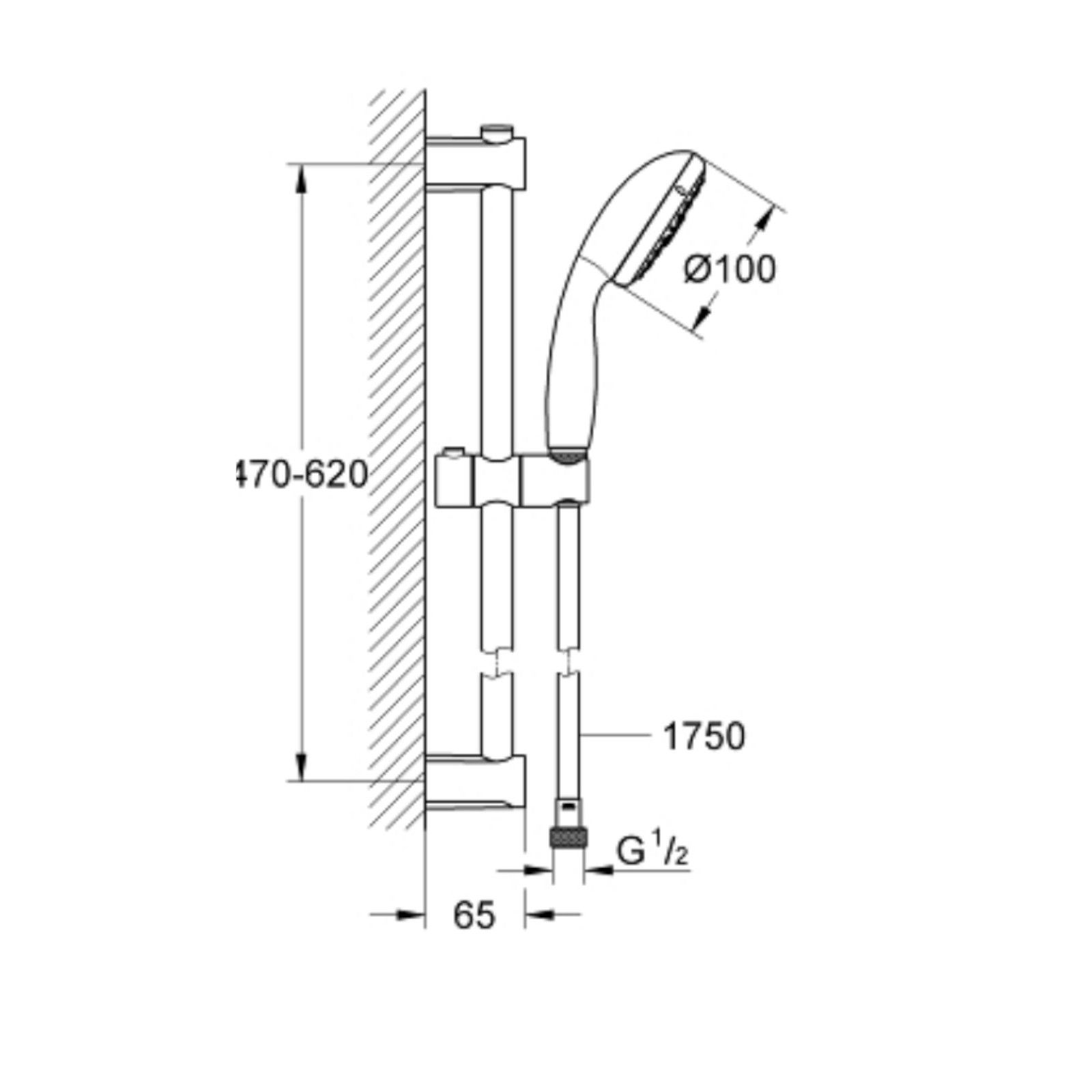 Saliscendi Doccia Grohe® Vitalio Start Ottone Cromo 2 Getti